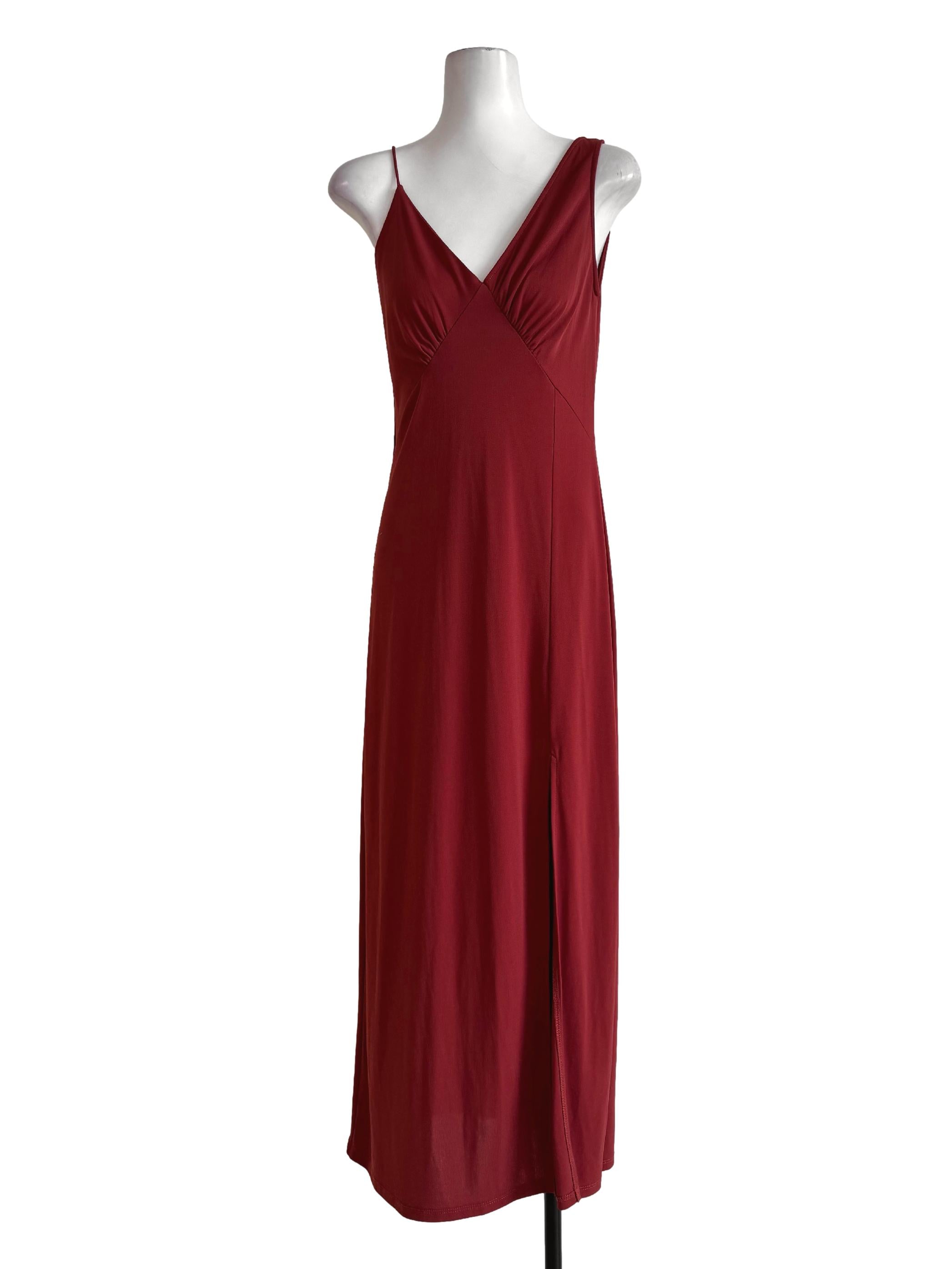 Brick Orange V Neck Dress