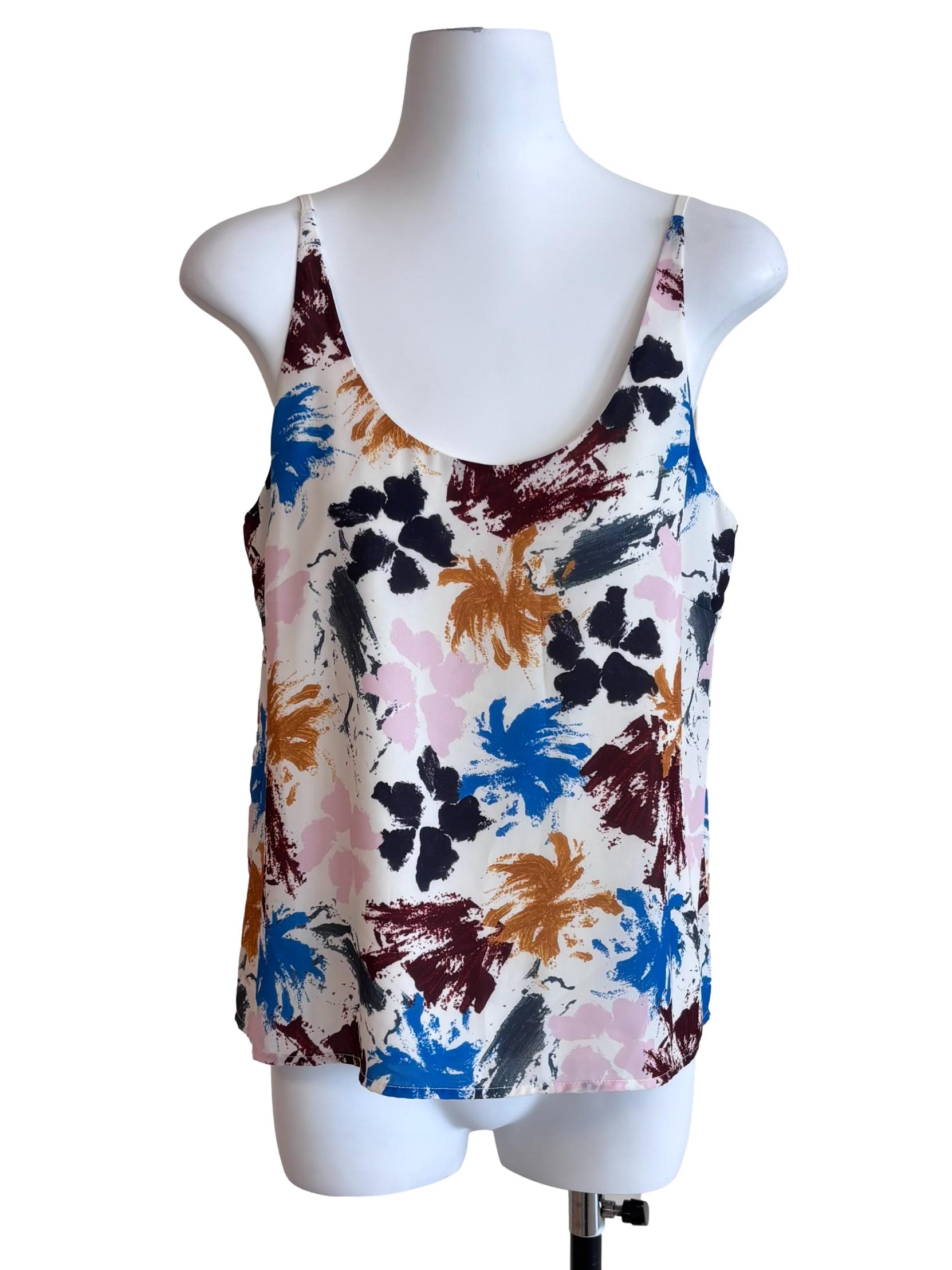 Multicolor Print Scoop Neck Top