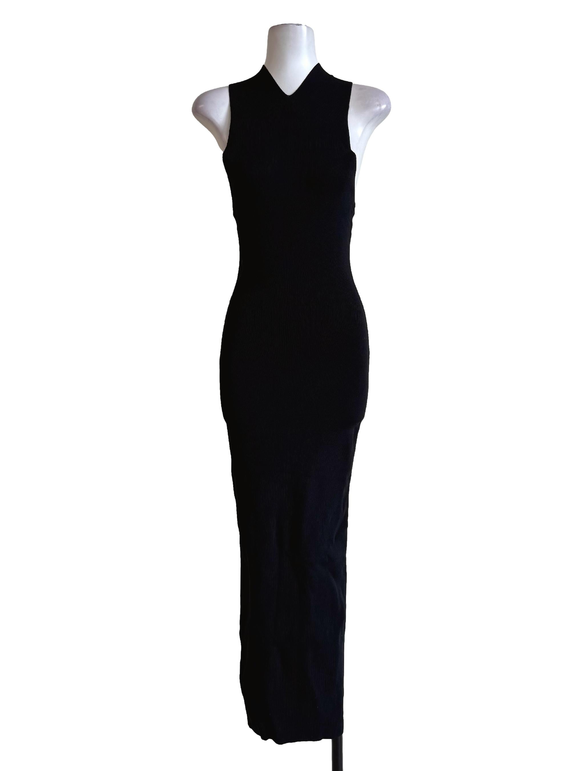 Textured Black X Back Dress