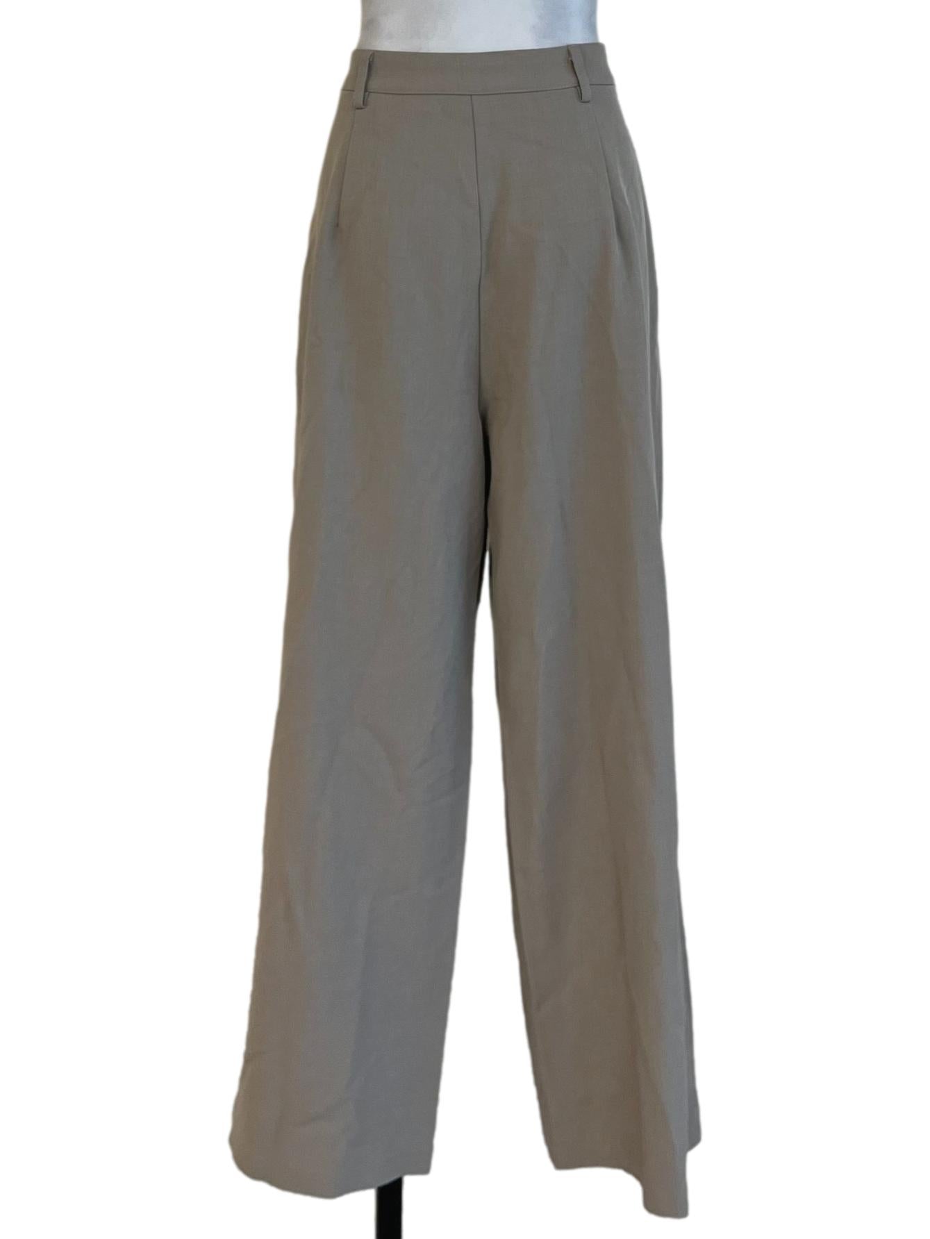 Beige Plain Formal Pants