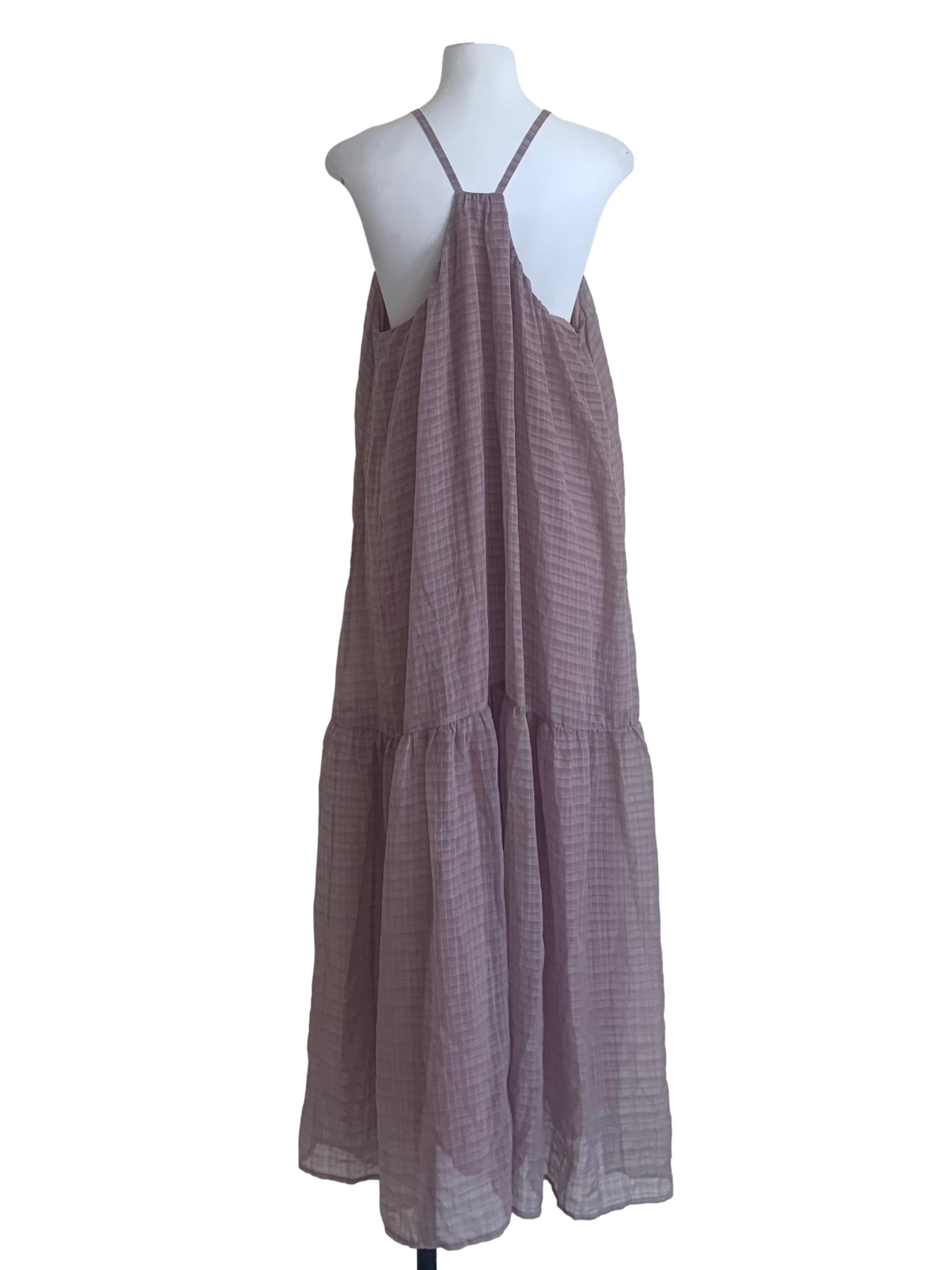 Mauve Purple Plaid Pattern Dropwaist Dress