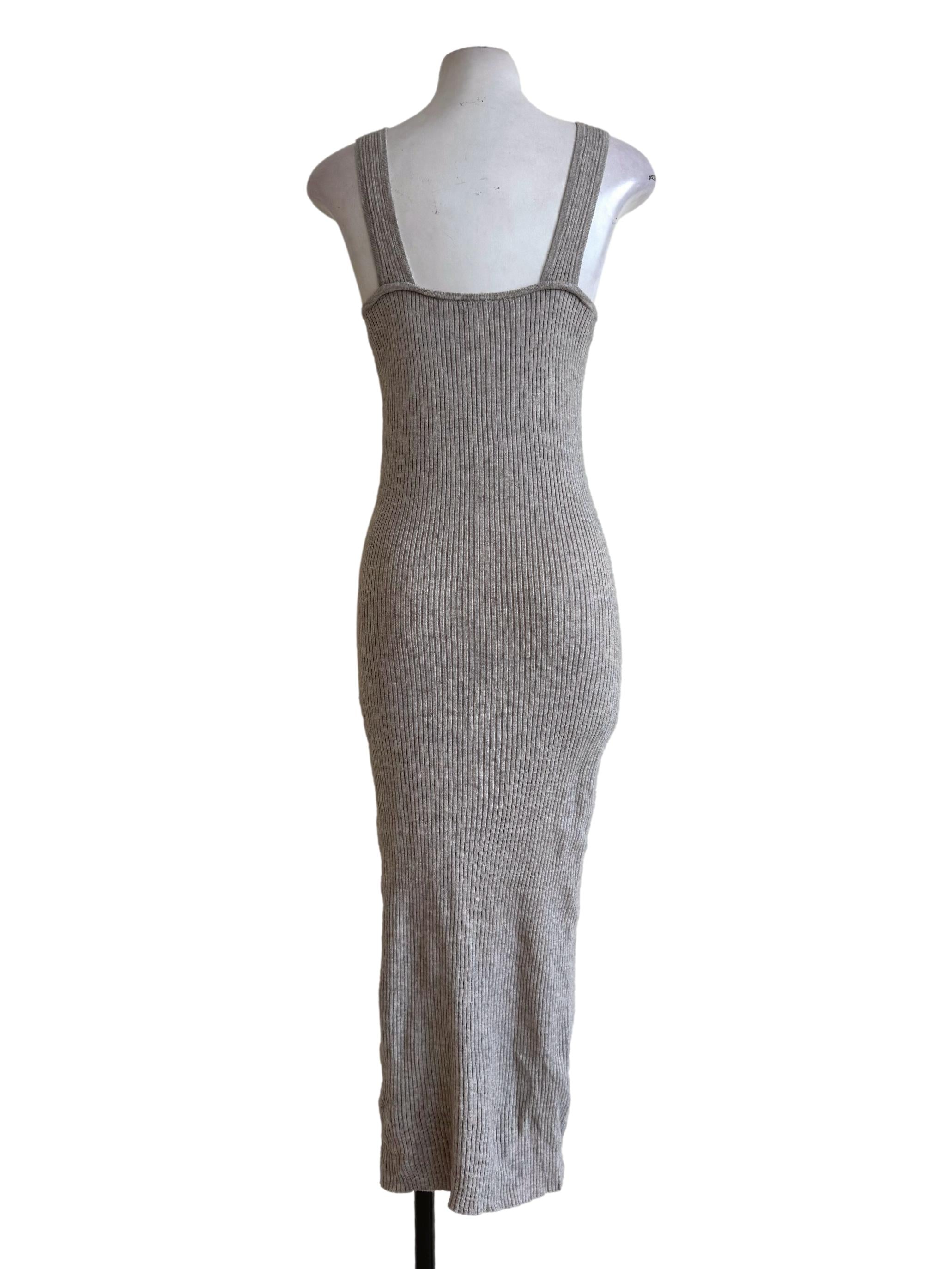 Stone Grey Knitted Bodycon Dress