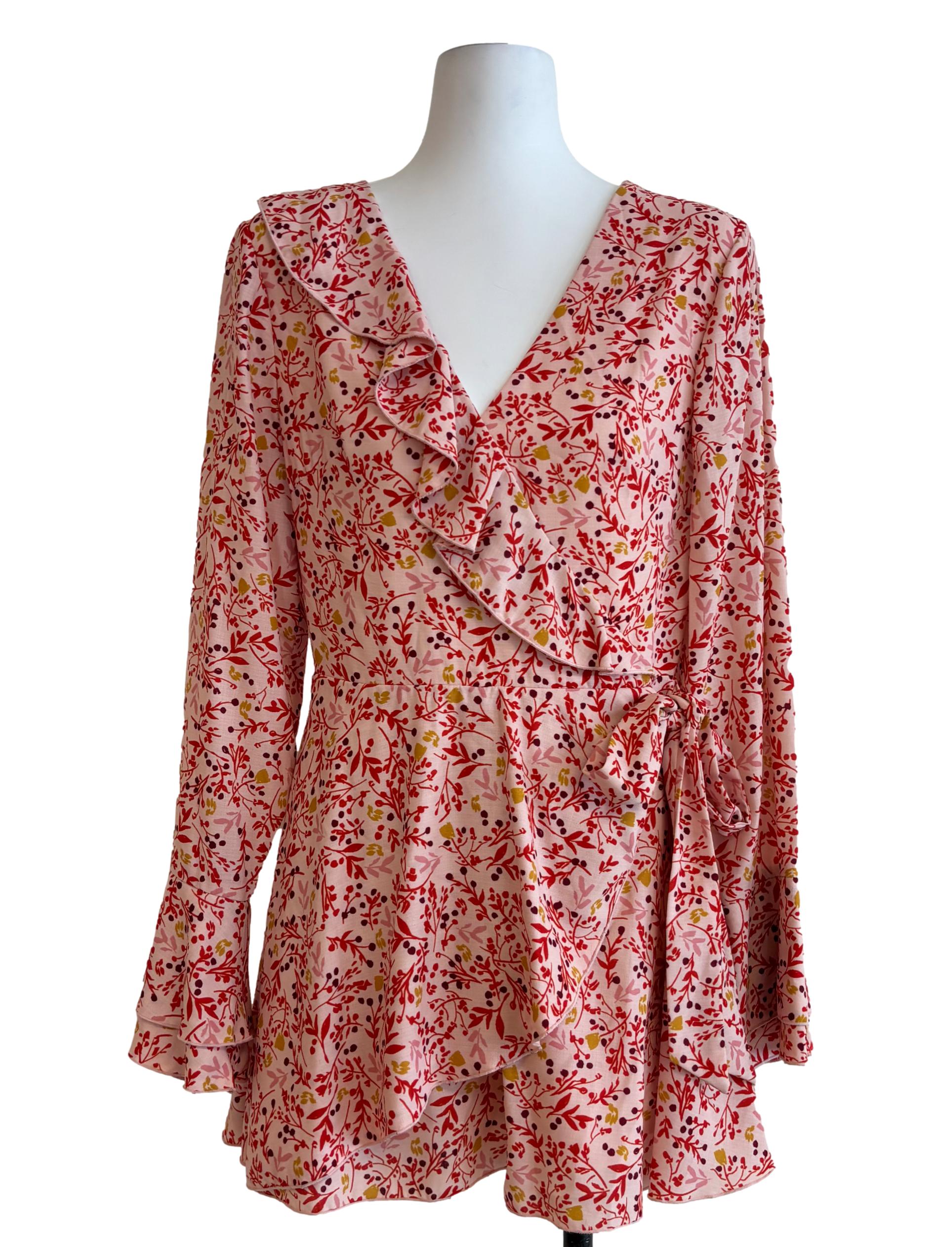 Baby Pink Candy Red Ruffle Romper