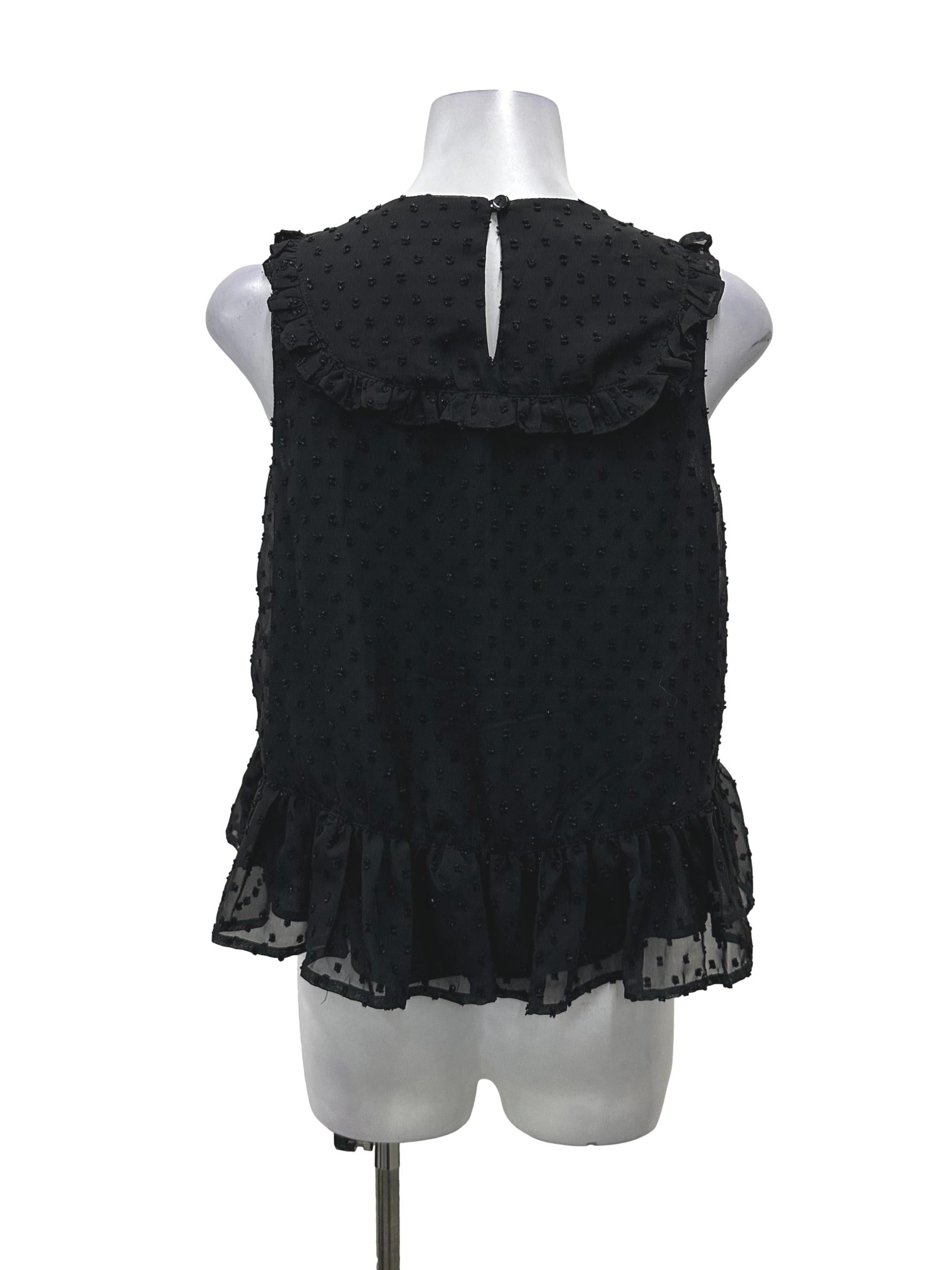 Black Floral Dotted Sleeveless Top