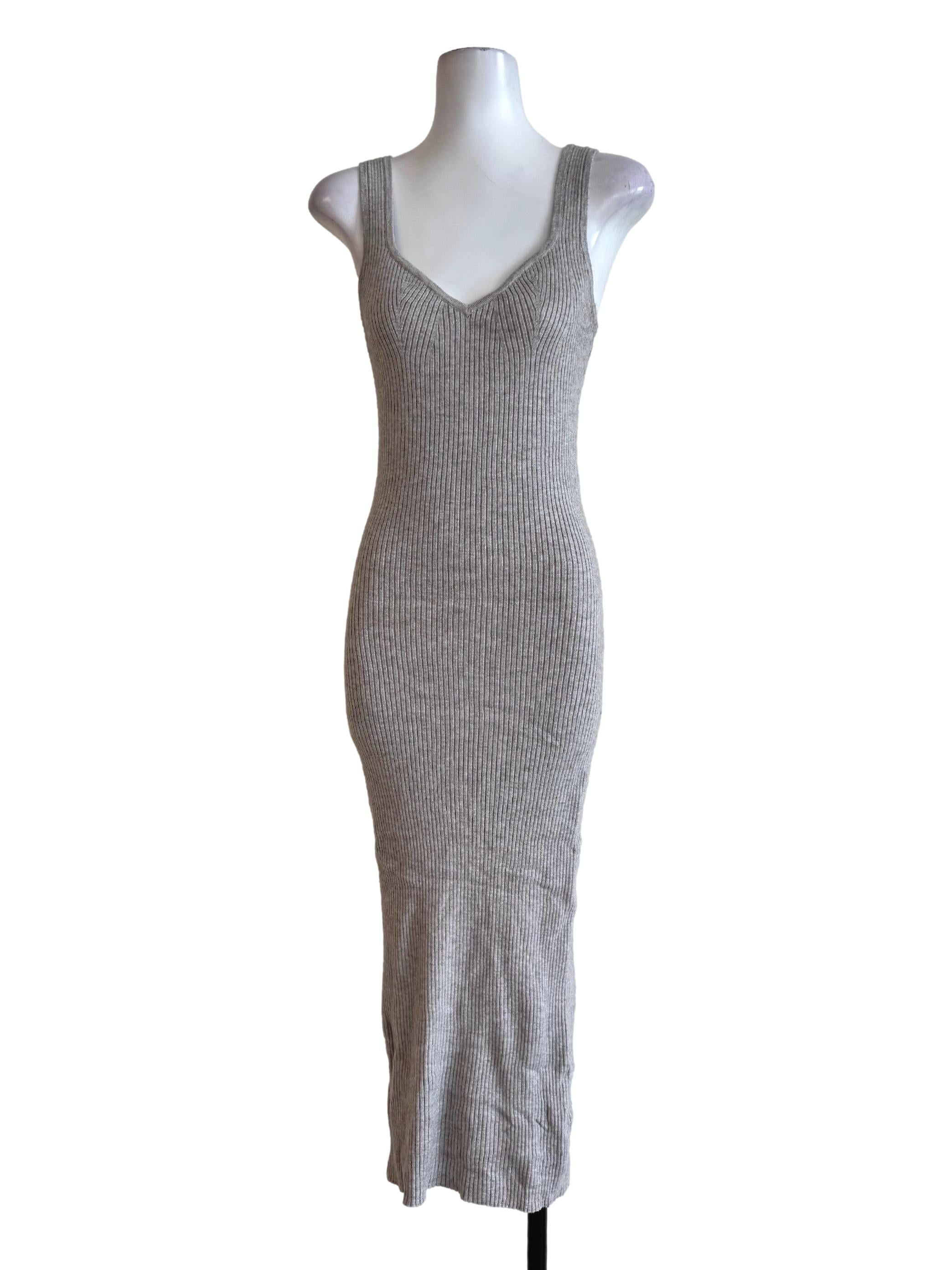 Stone Grey Knitted Bodycon Dress
