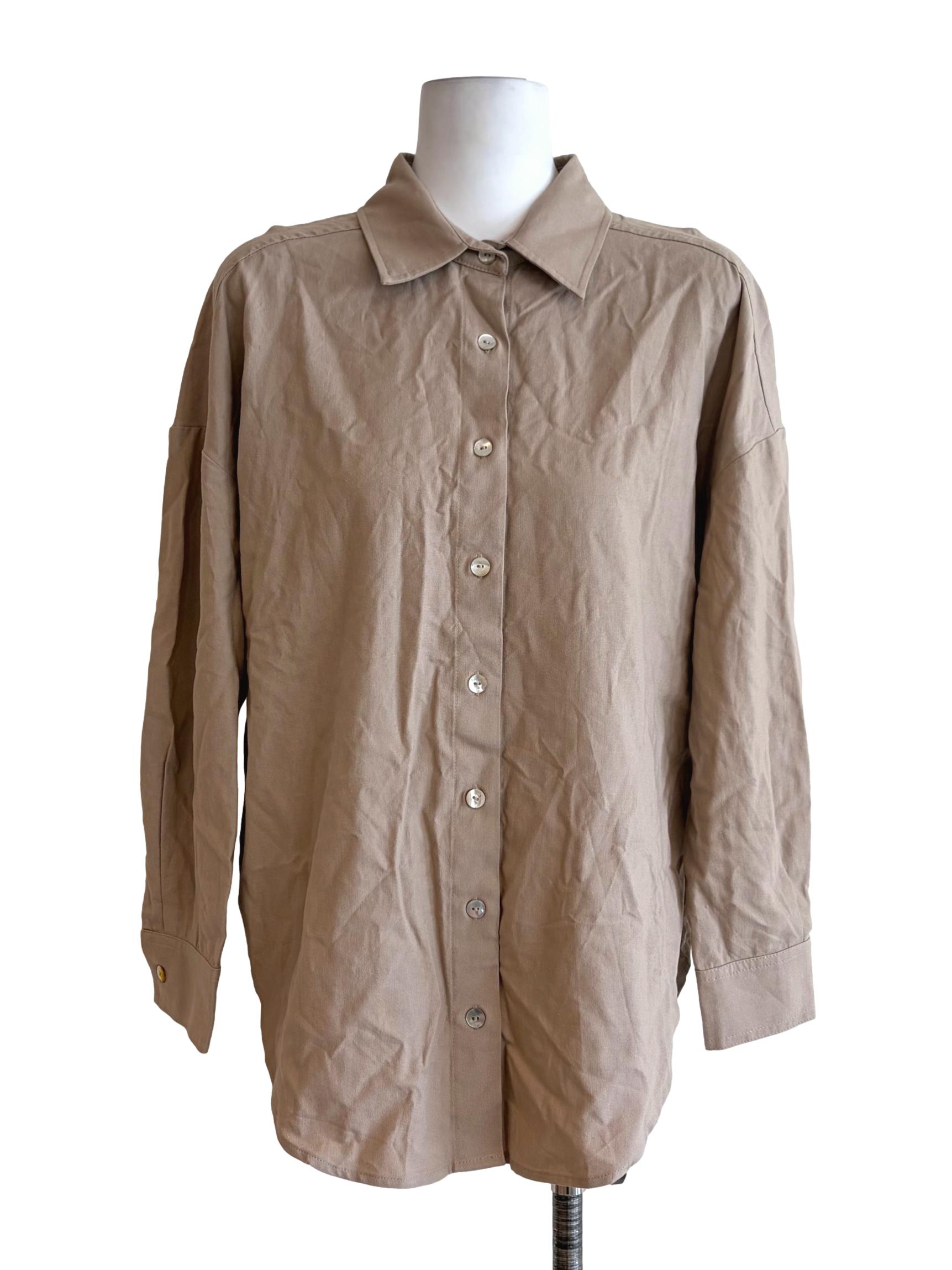 Tortilla Brown Button Down Top
