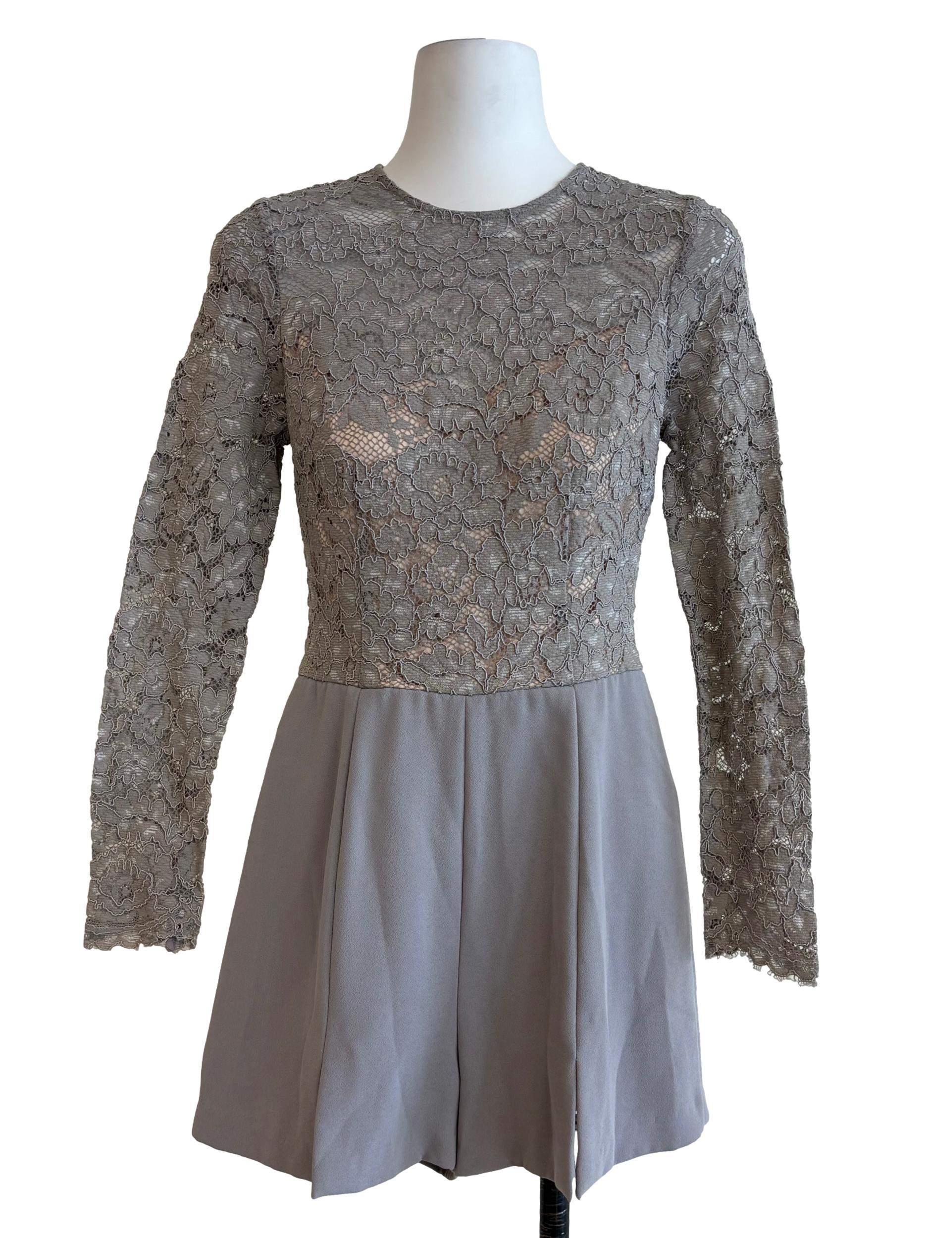 Chrome Grey Lace Bodice Romper