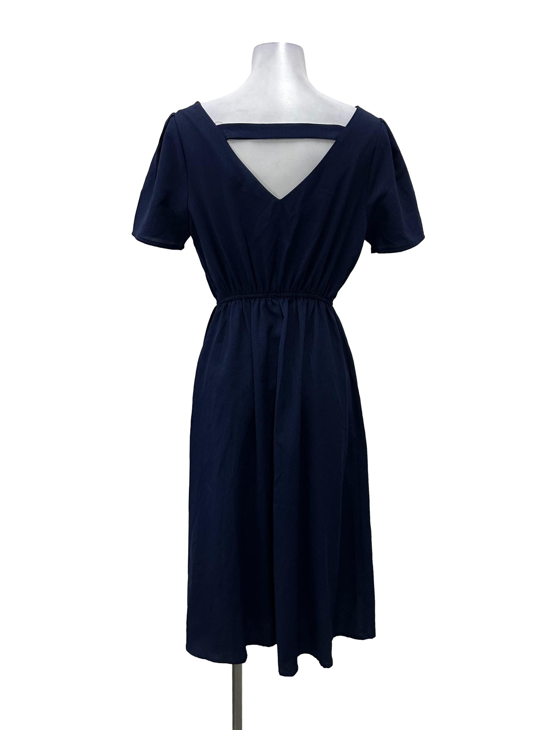 Navy Front Tie Dress