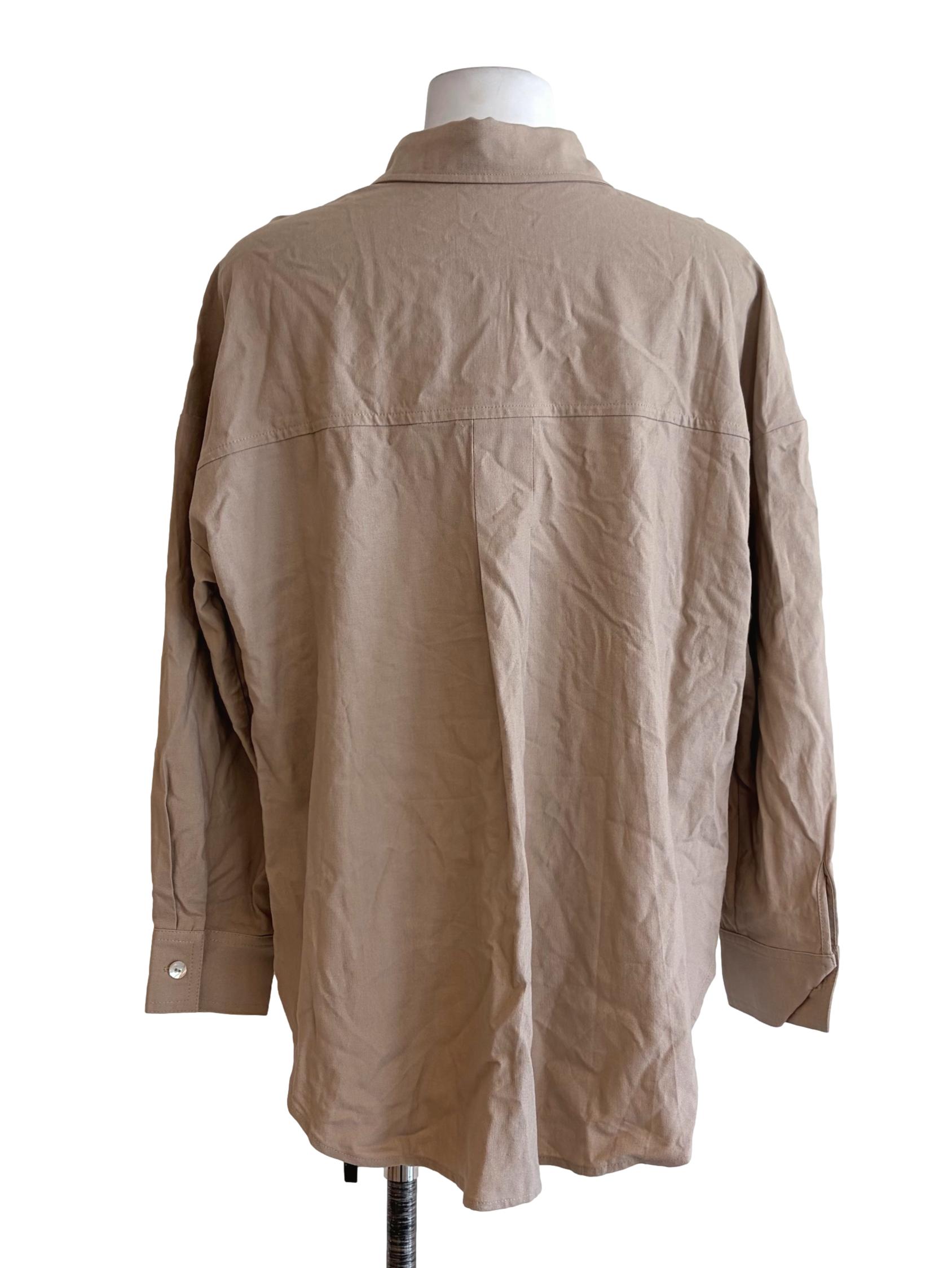 Tortilla Brown Button Down Top