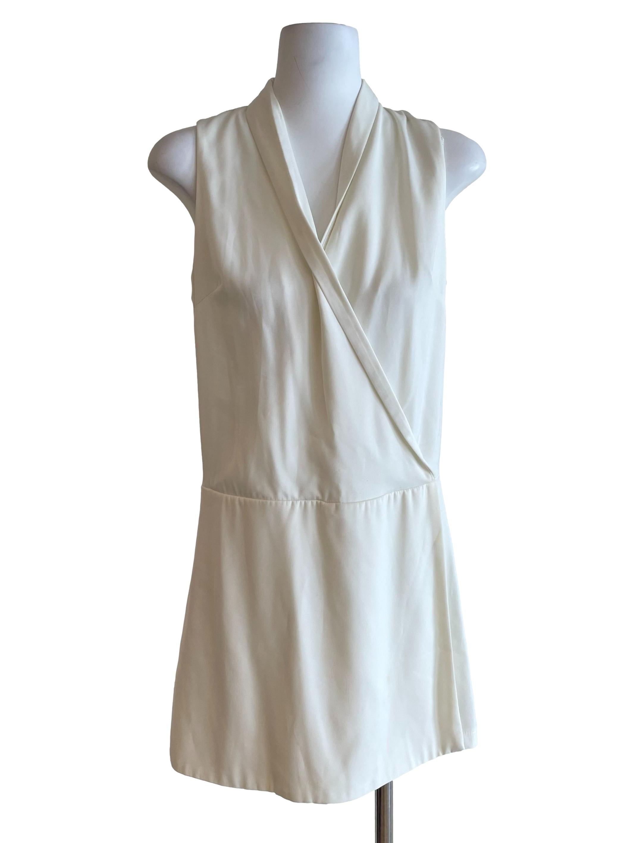 White V Neck Satin Romper