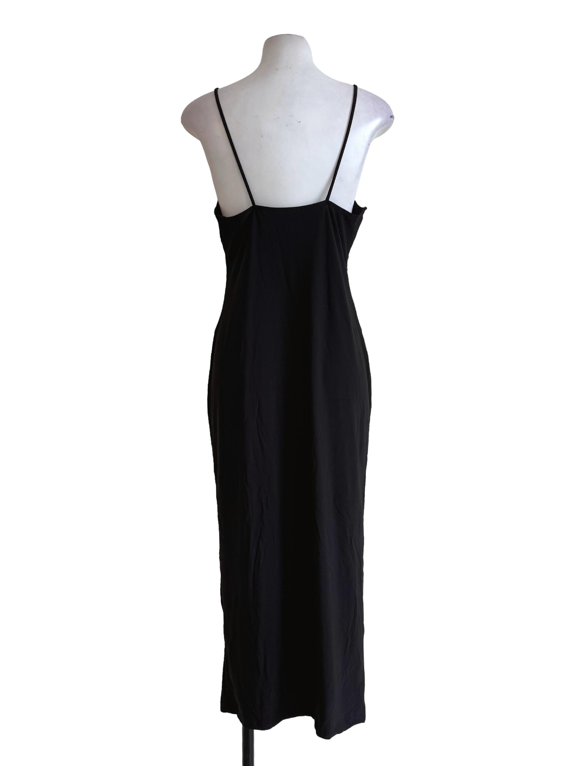 Silky Black V Neck Dress