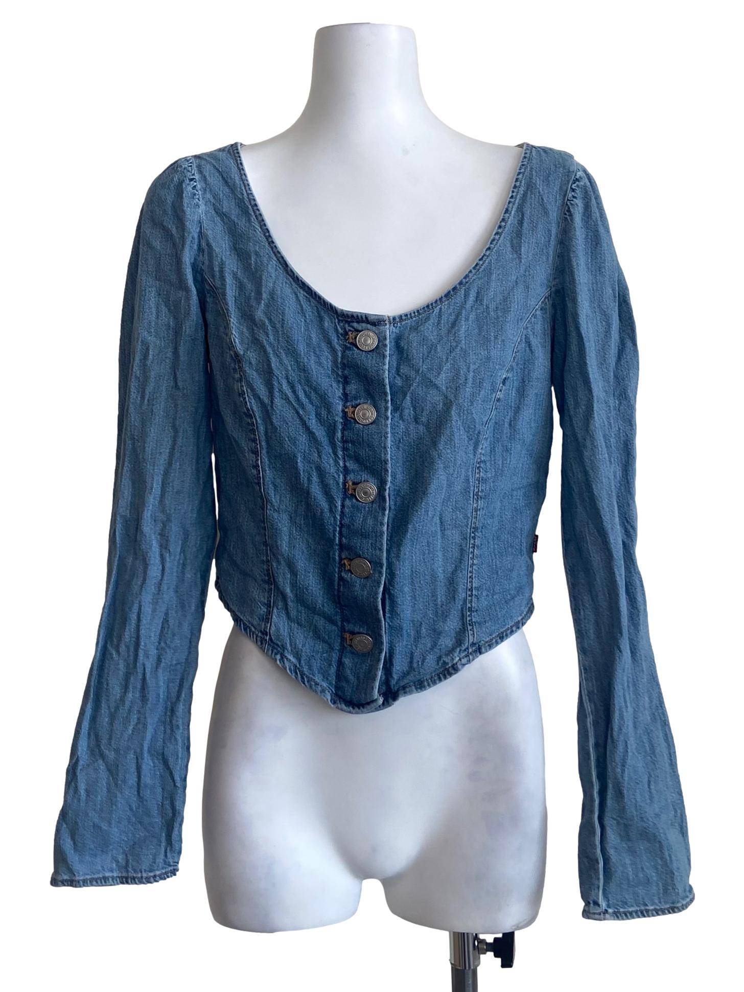 Blue Denim Button Down Blouse