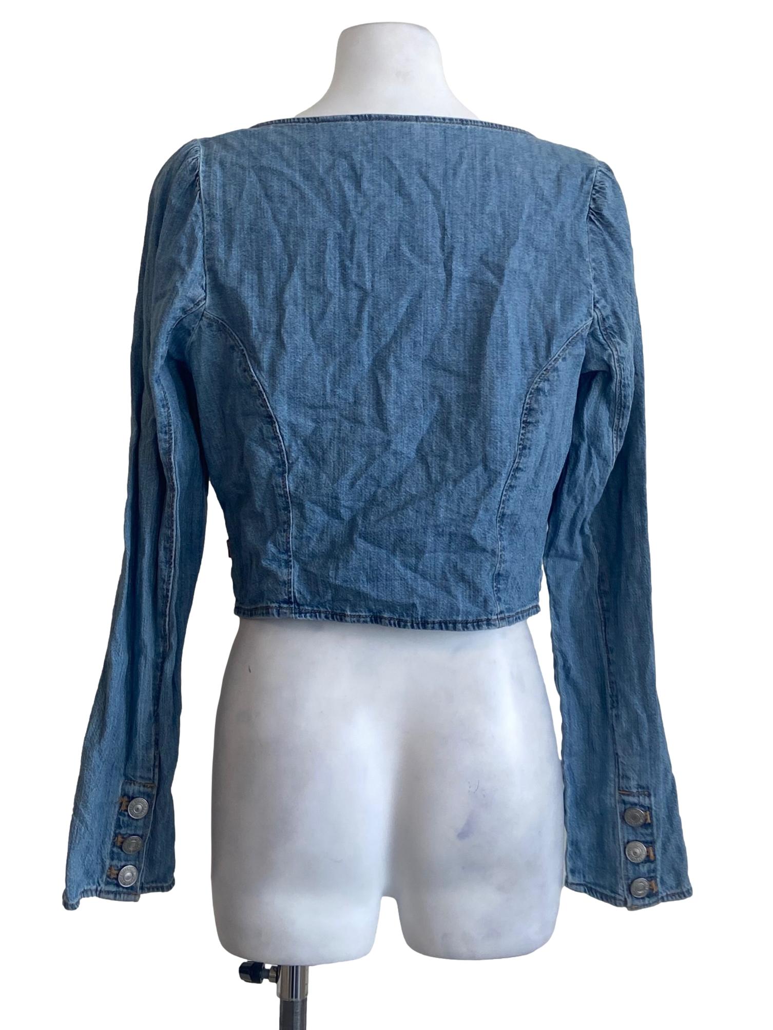 Blue Denim Button Down Blouse
