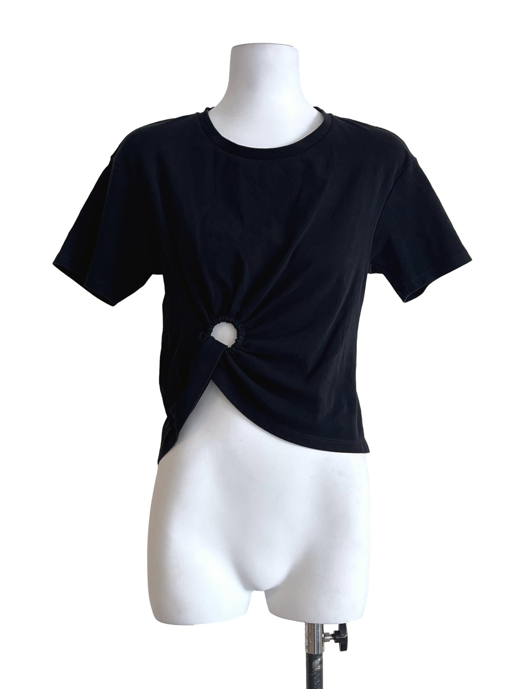 Jade Black Halter Short Sleeve Top