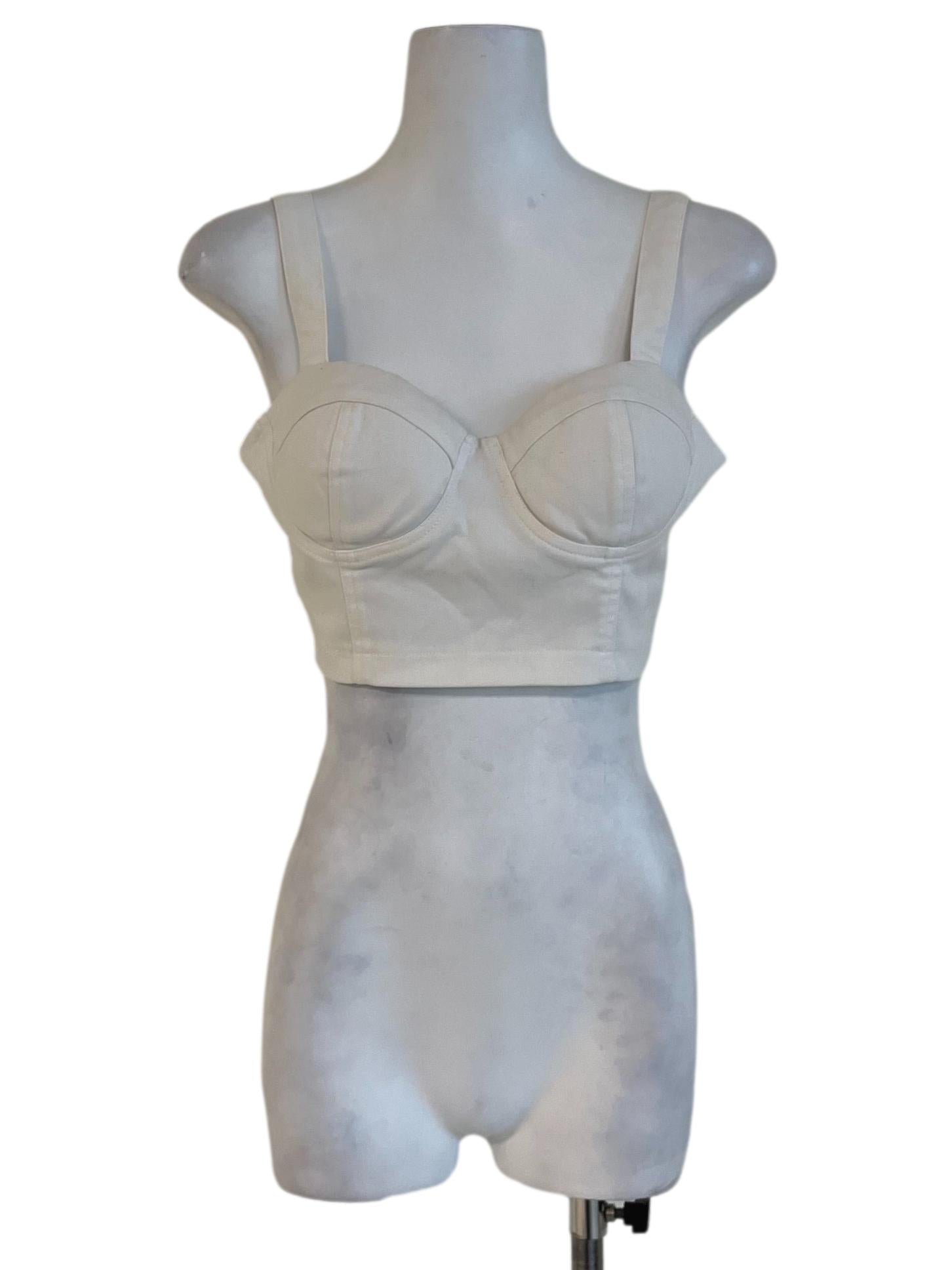 White Sweetheart Neckline Cropped Top