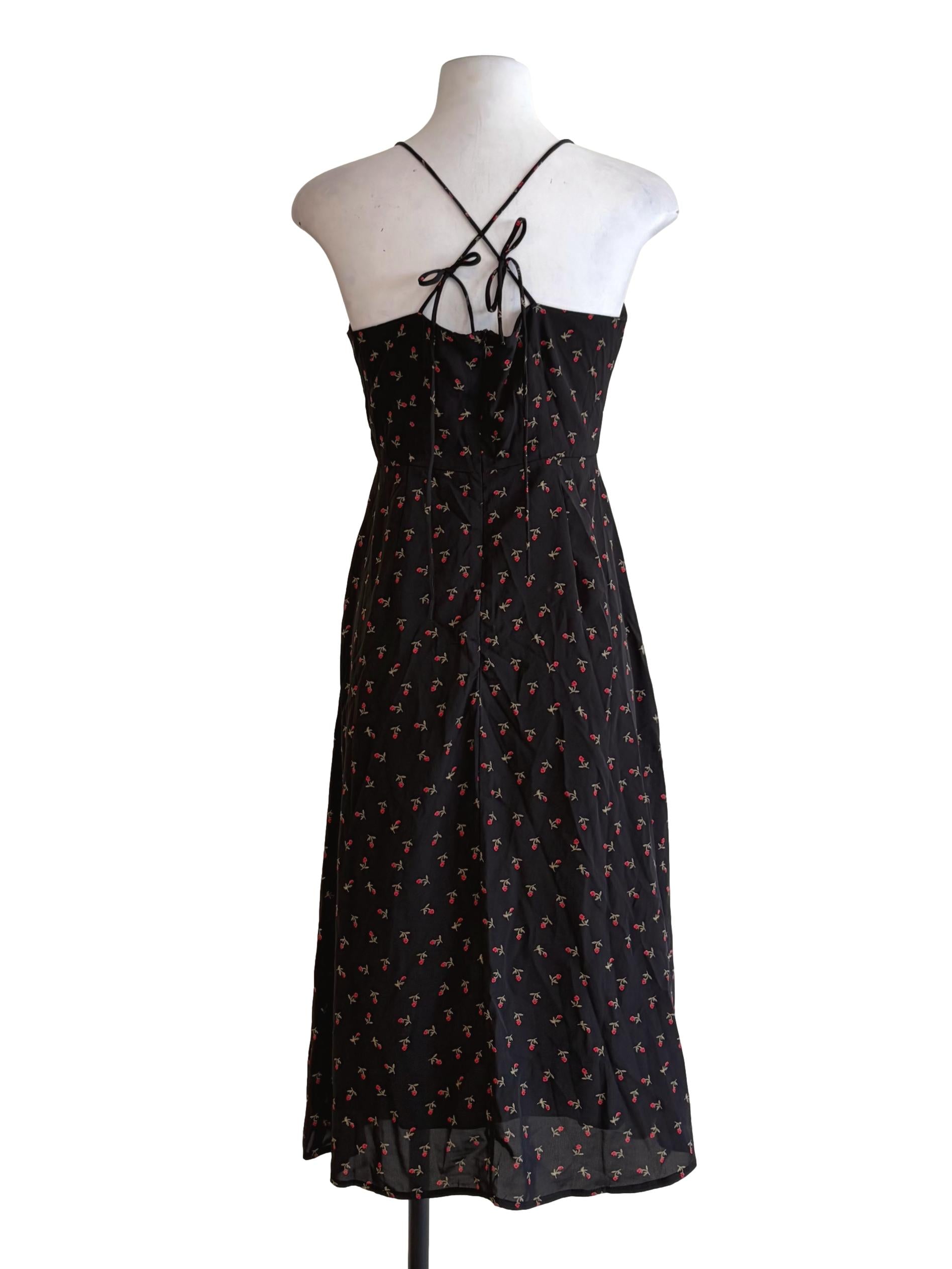 Onyx Black Tiny Floral Prints Slip Dress