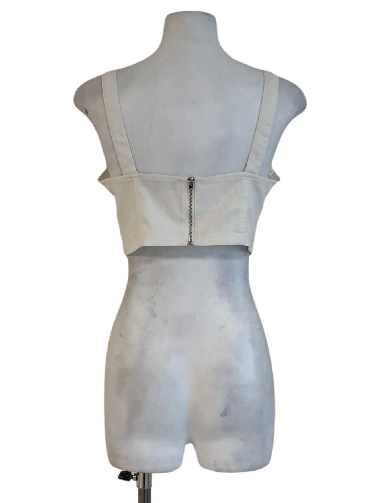White Sweetheart Neckline Cropped Top