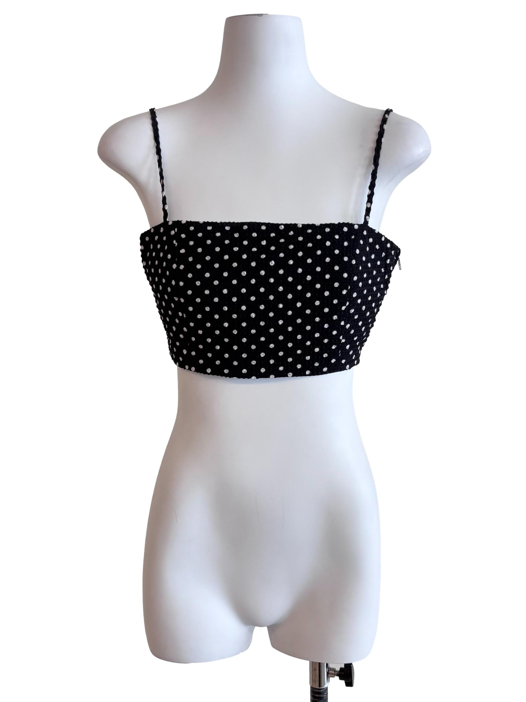 Black Polka Dot Cropped Top