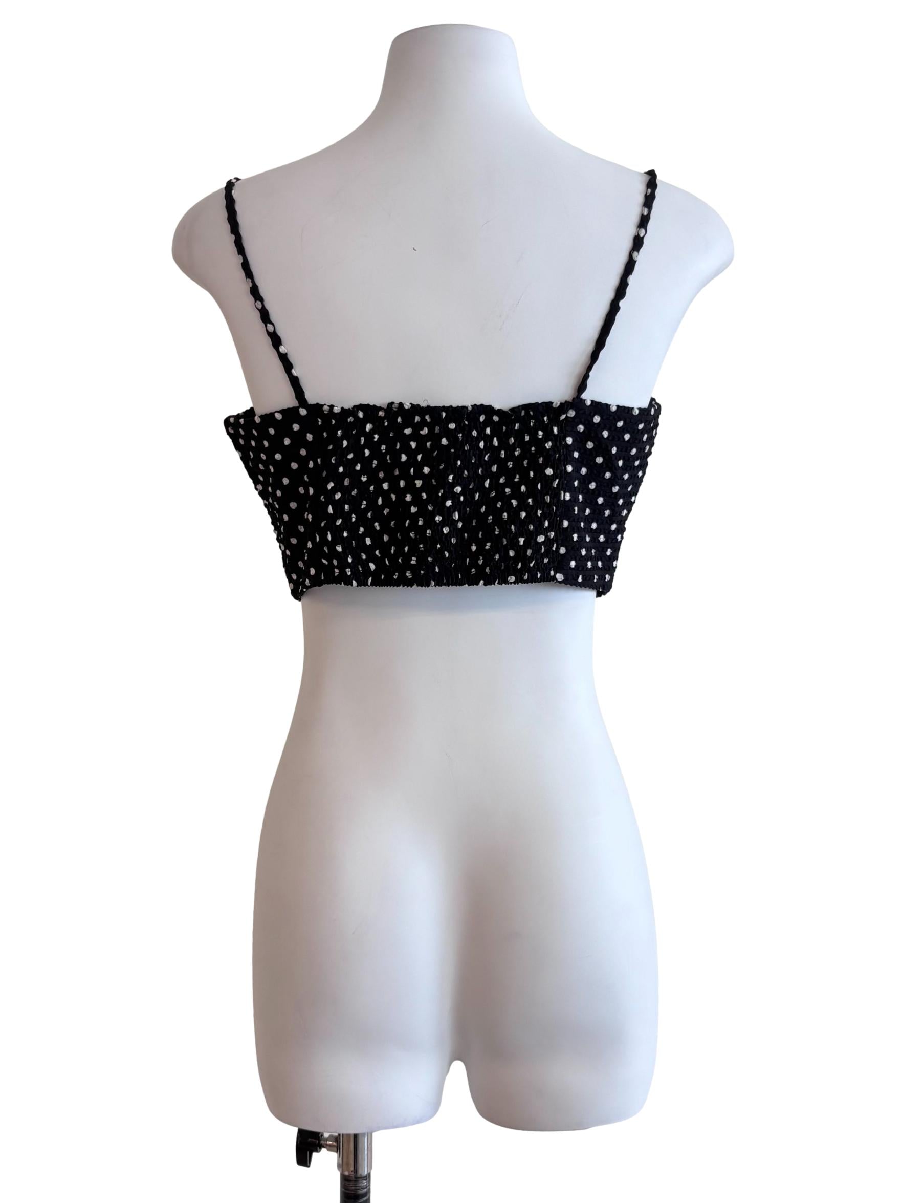 Black Polka Dot Cropped Top