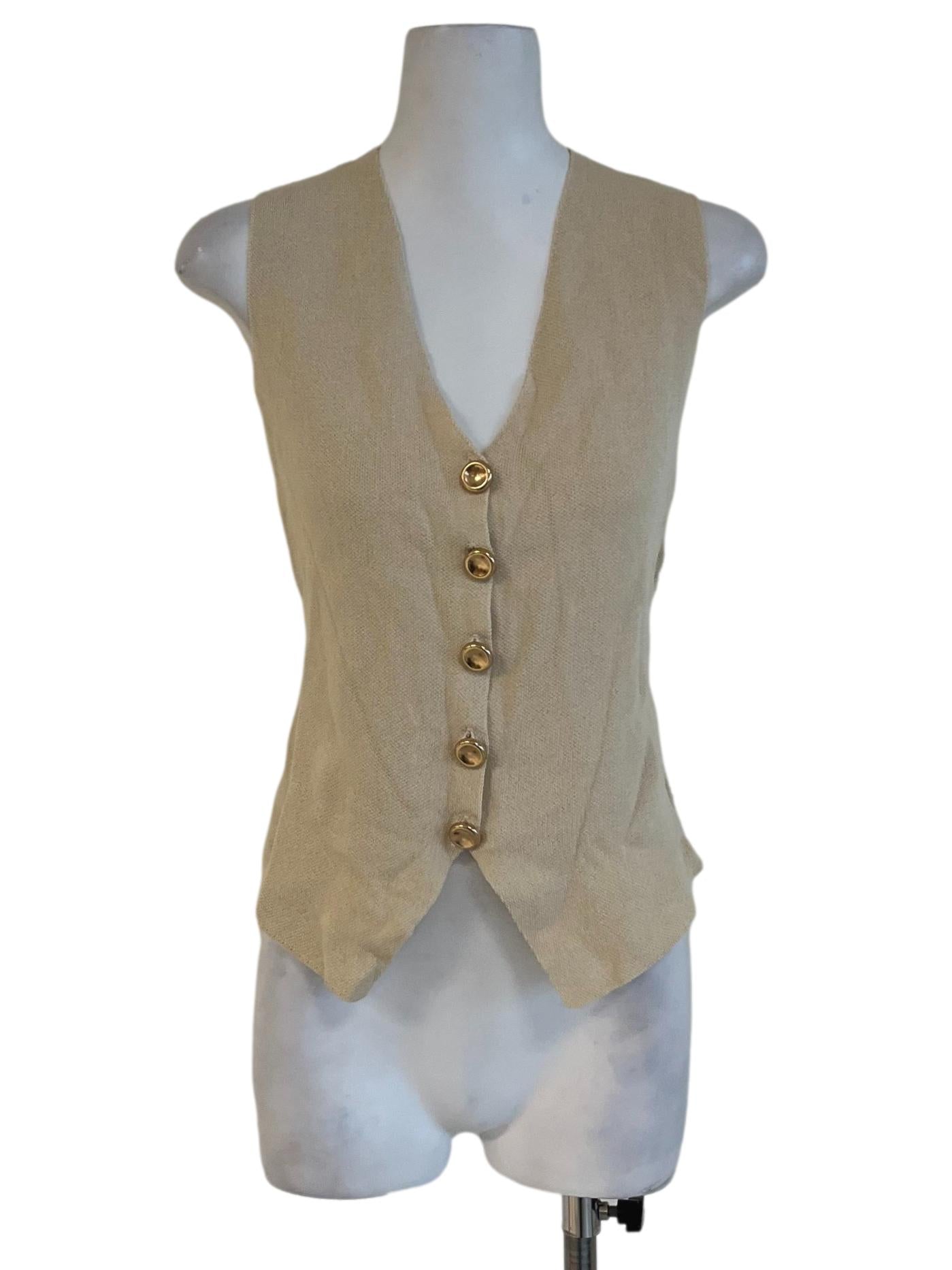 Beige V-Neckline Vest