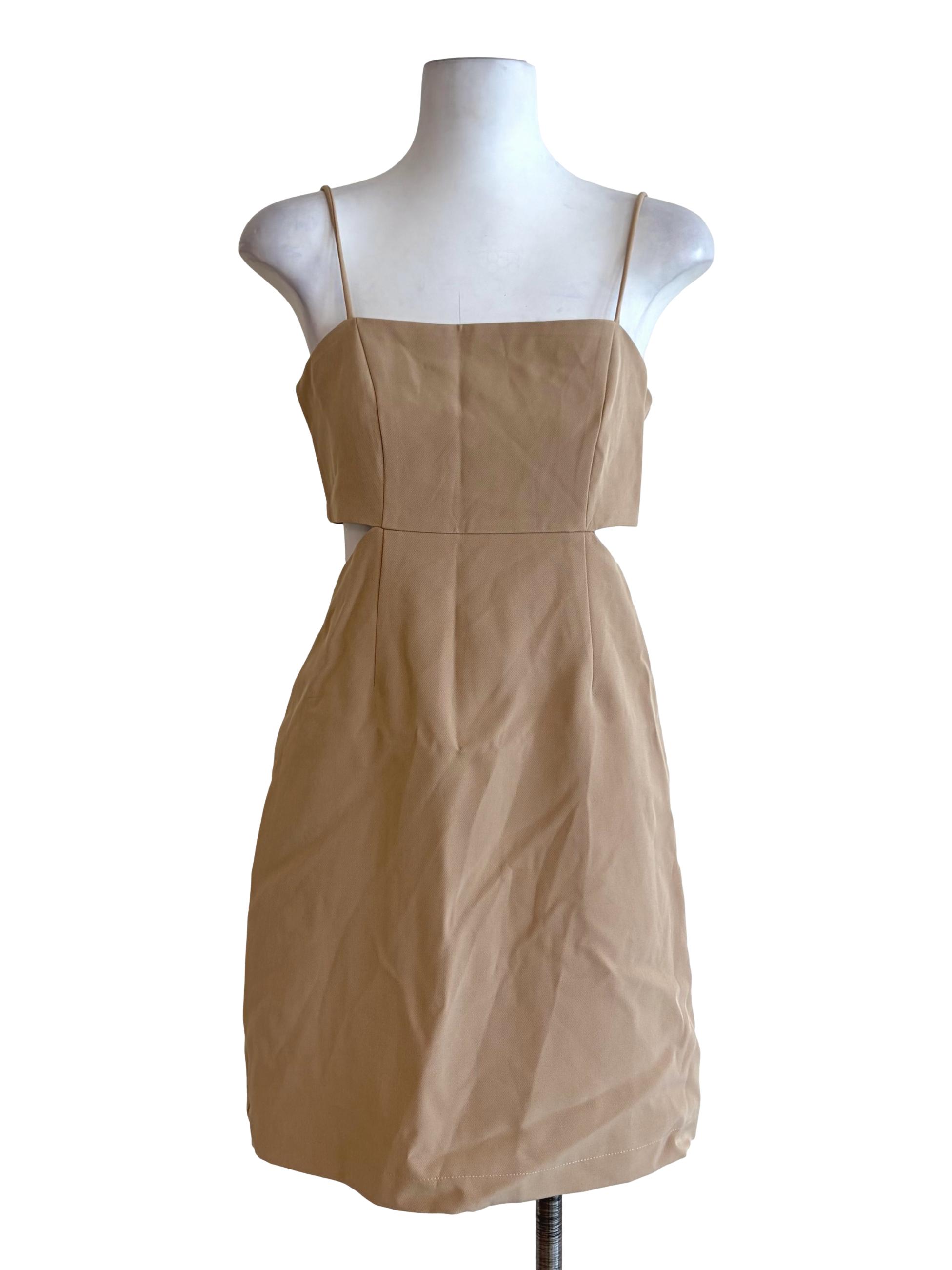 Tortilla Brown Waist Cut Out Slip Dress