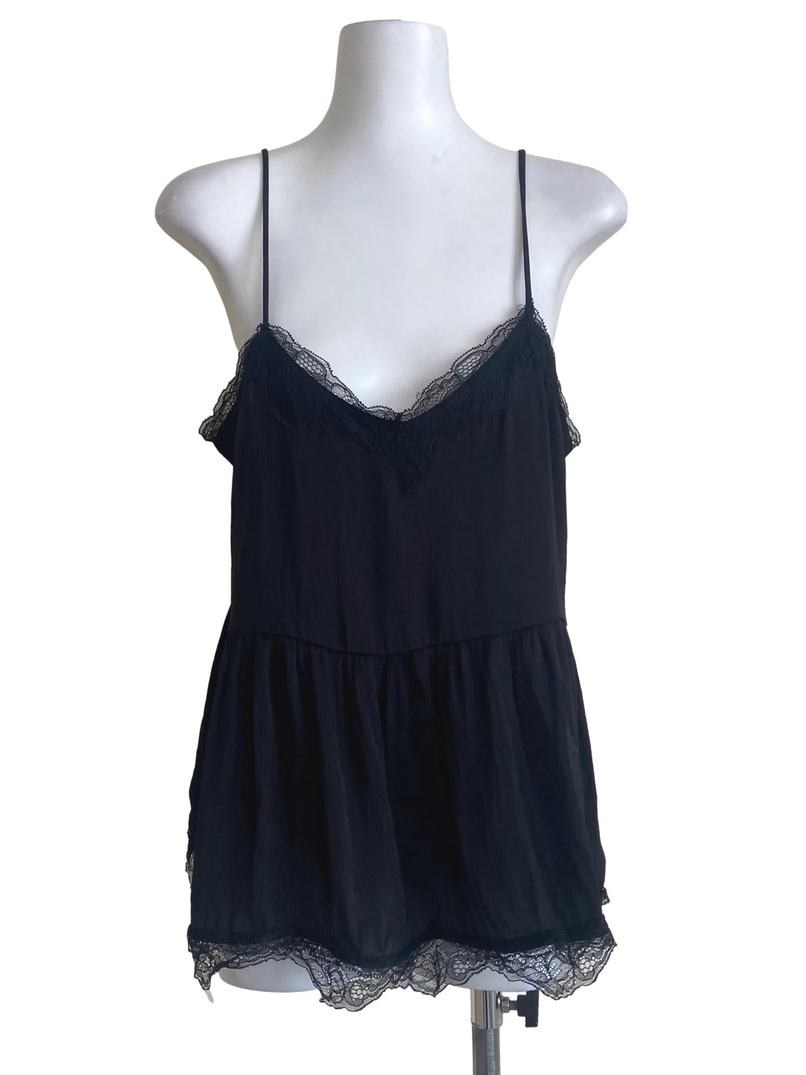 Black Spaghetti Strap Lace Top
