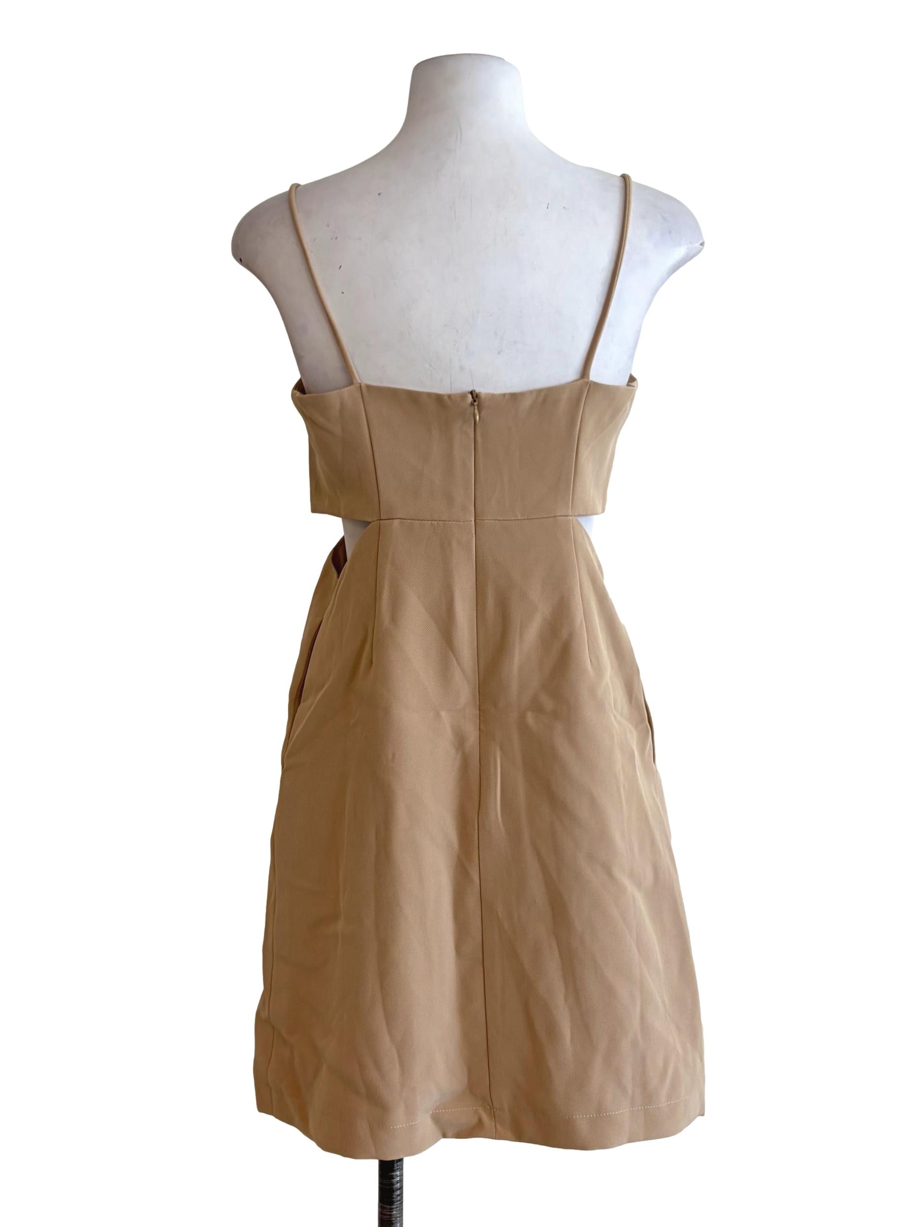 Tortilla Brown Waist Cut Out Slip Dress