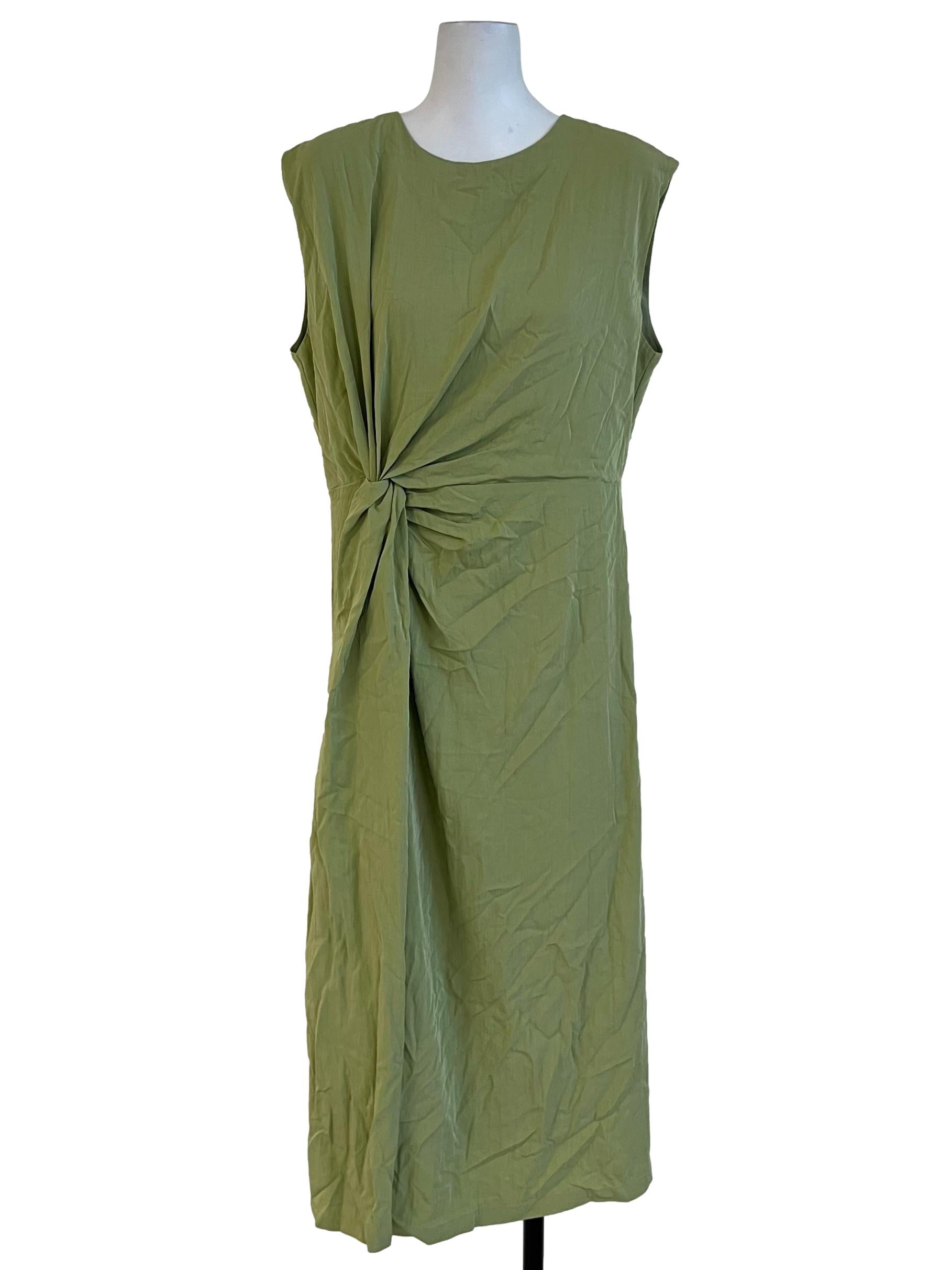 Lime Green Jewel Neckline Empire Dress