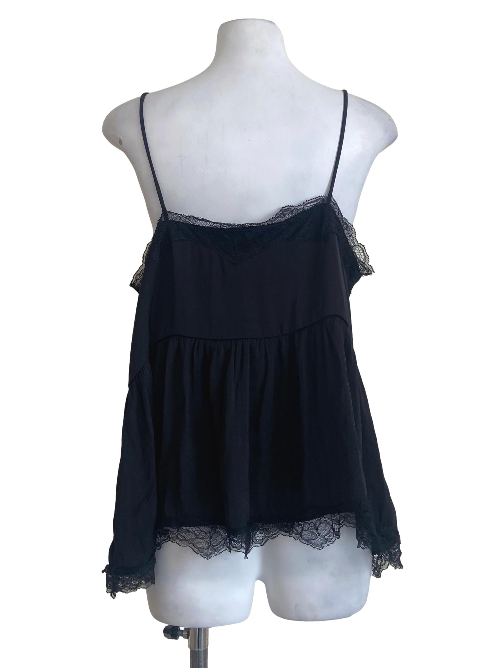 Black Spaghetti Strap Lace Top