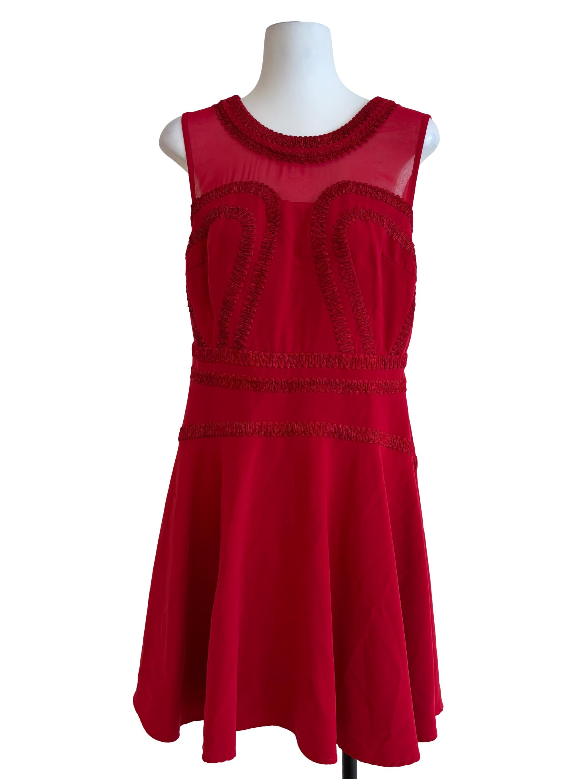 Candy Red Sleeveless A-Line Dress