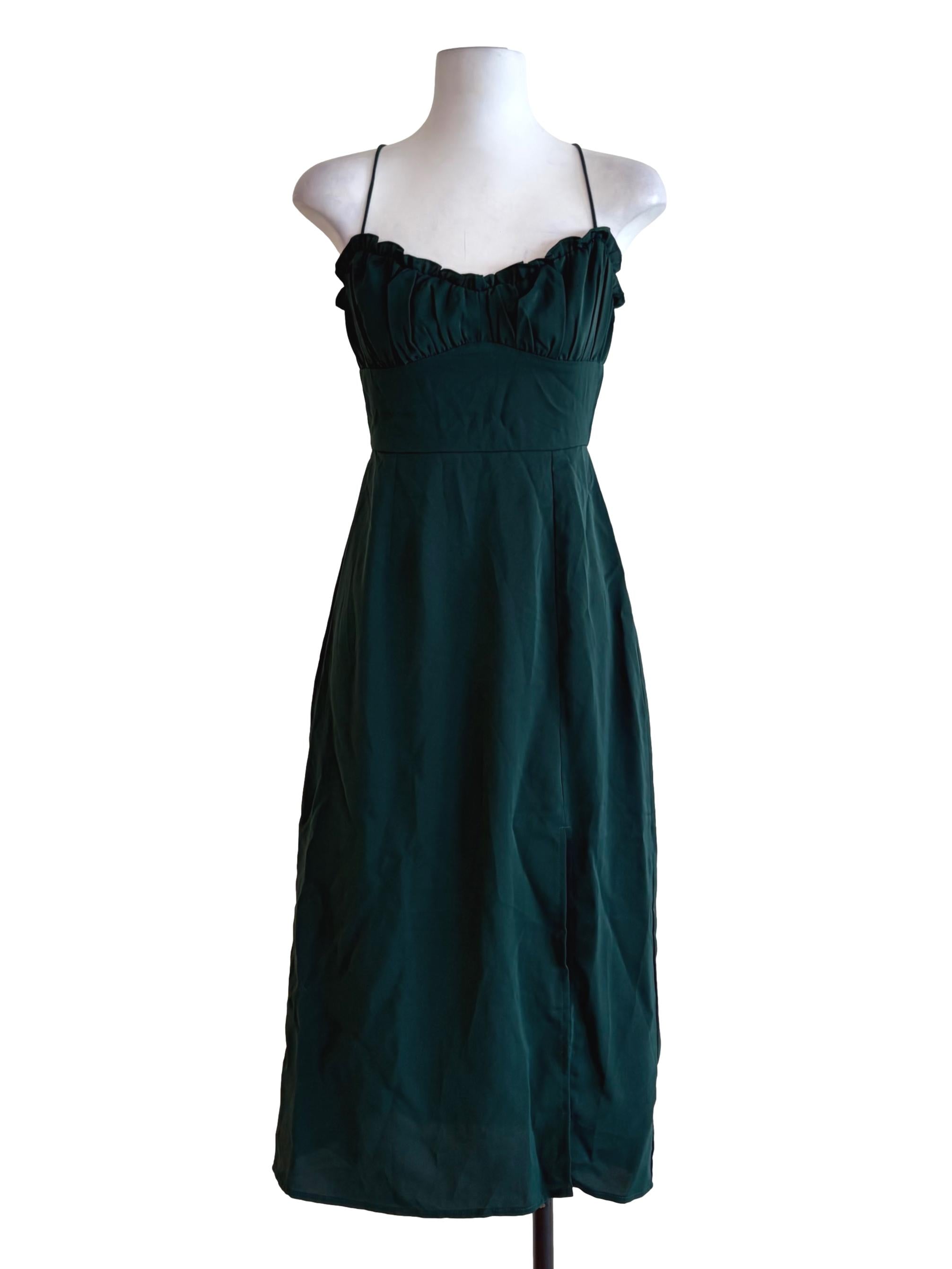 Emerald Green Scrunched Bust Slip Dress