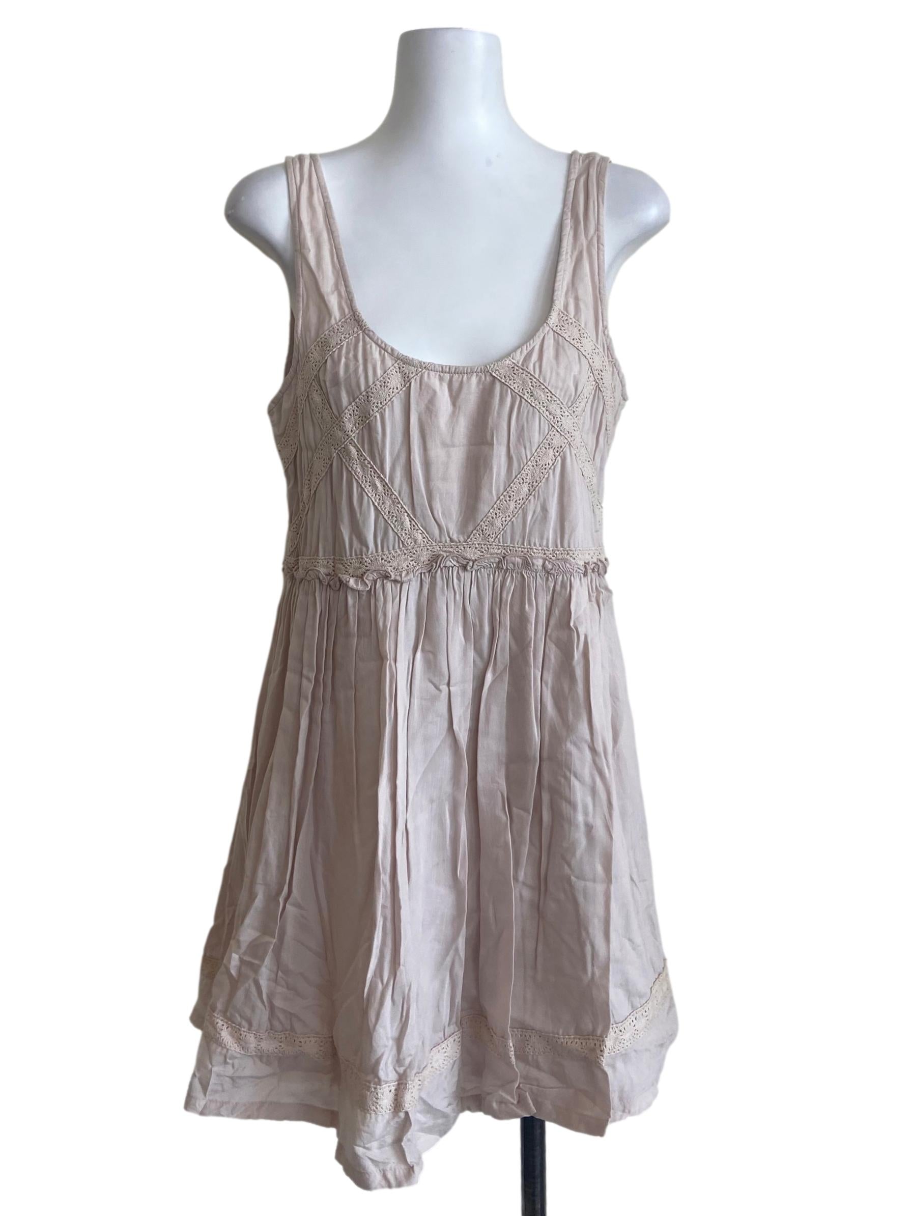 Parchment Beige Lace A-Line Dress