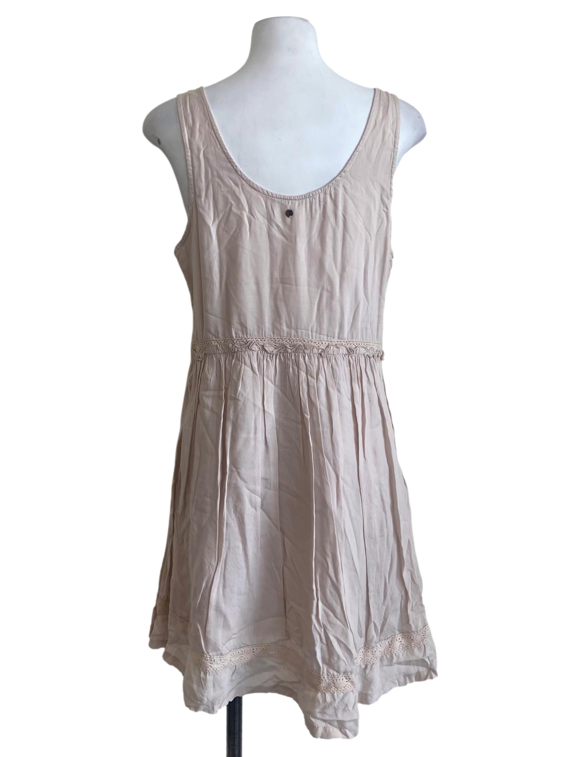 Parchment Beige Lace A-Line Dress