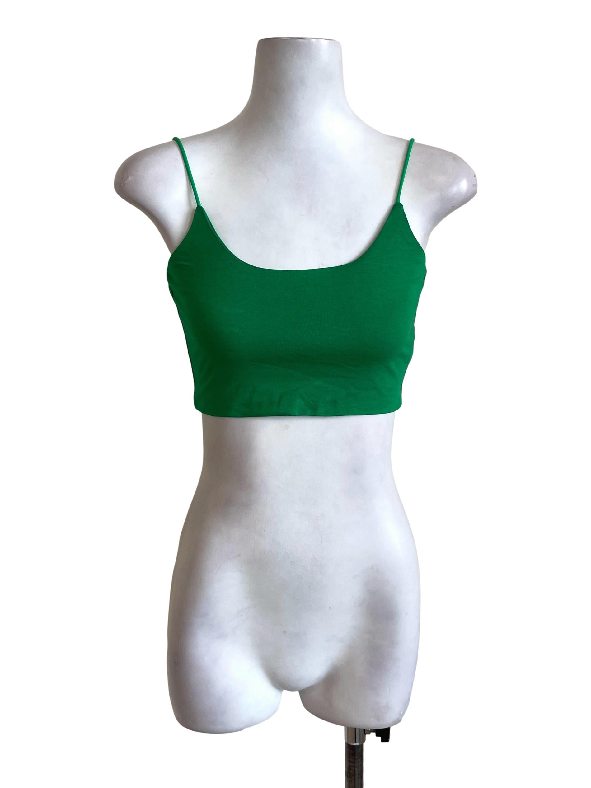 Bright Green Bra Top With Spaghetti Strap