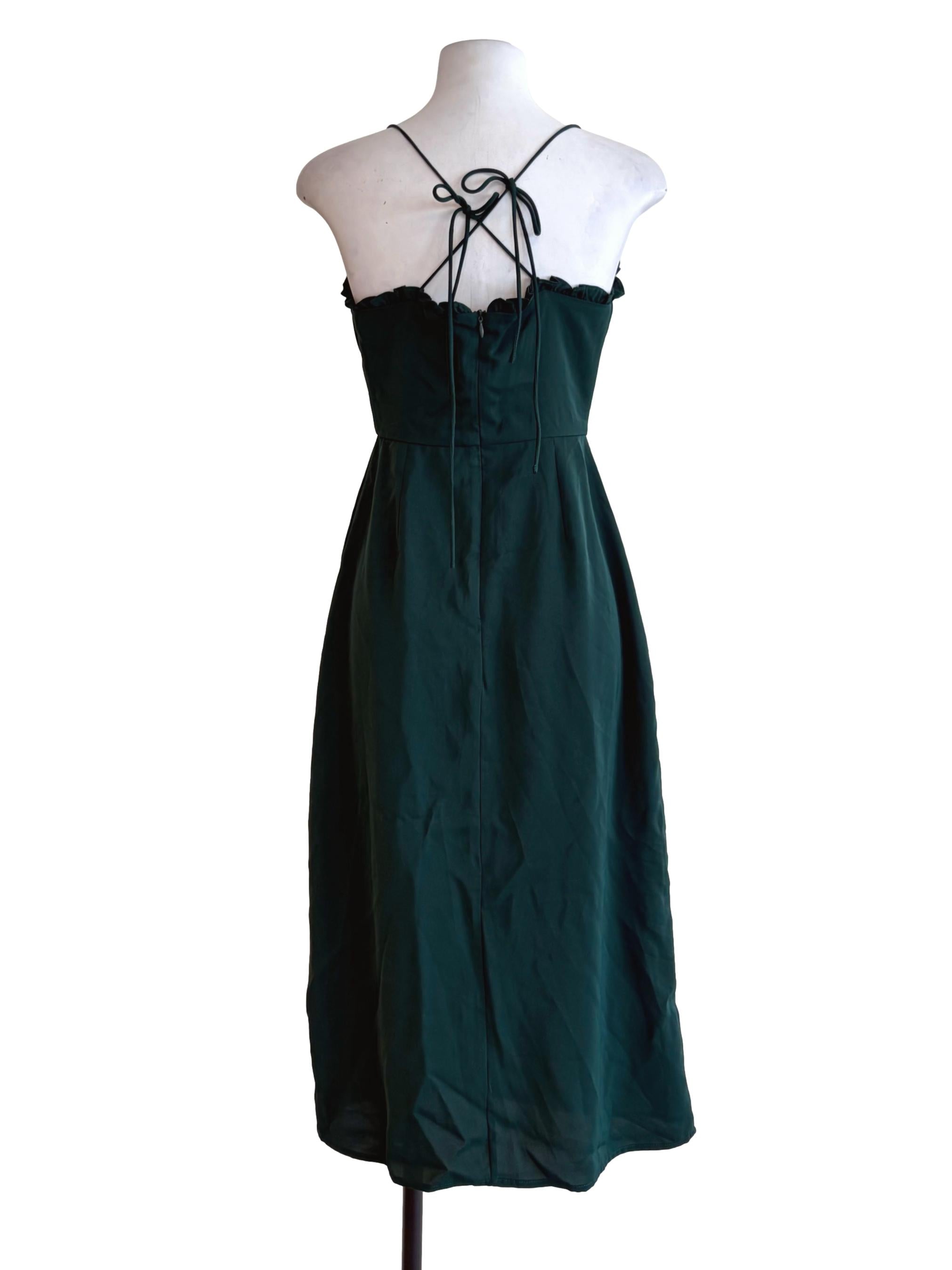 Emerald Green Scrunched Bust Slip Dress