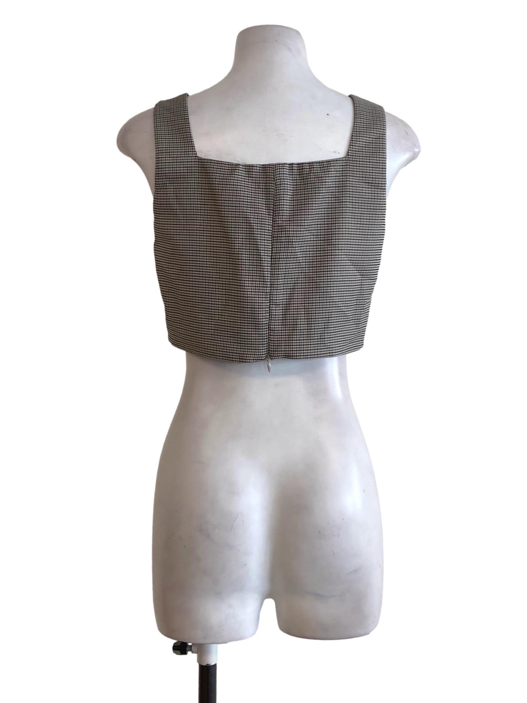 Black Nailshead Square Neck Crop Top