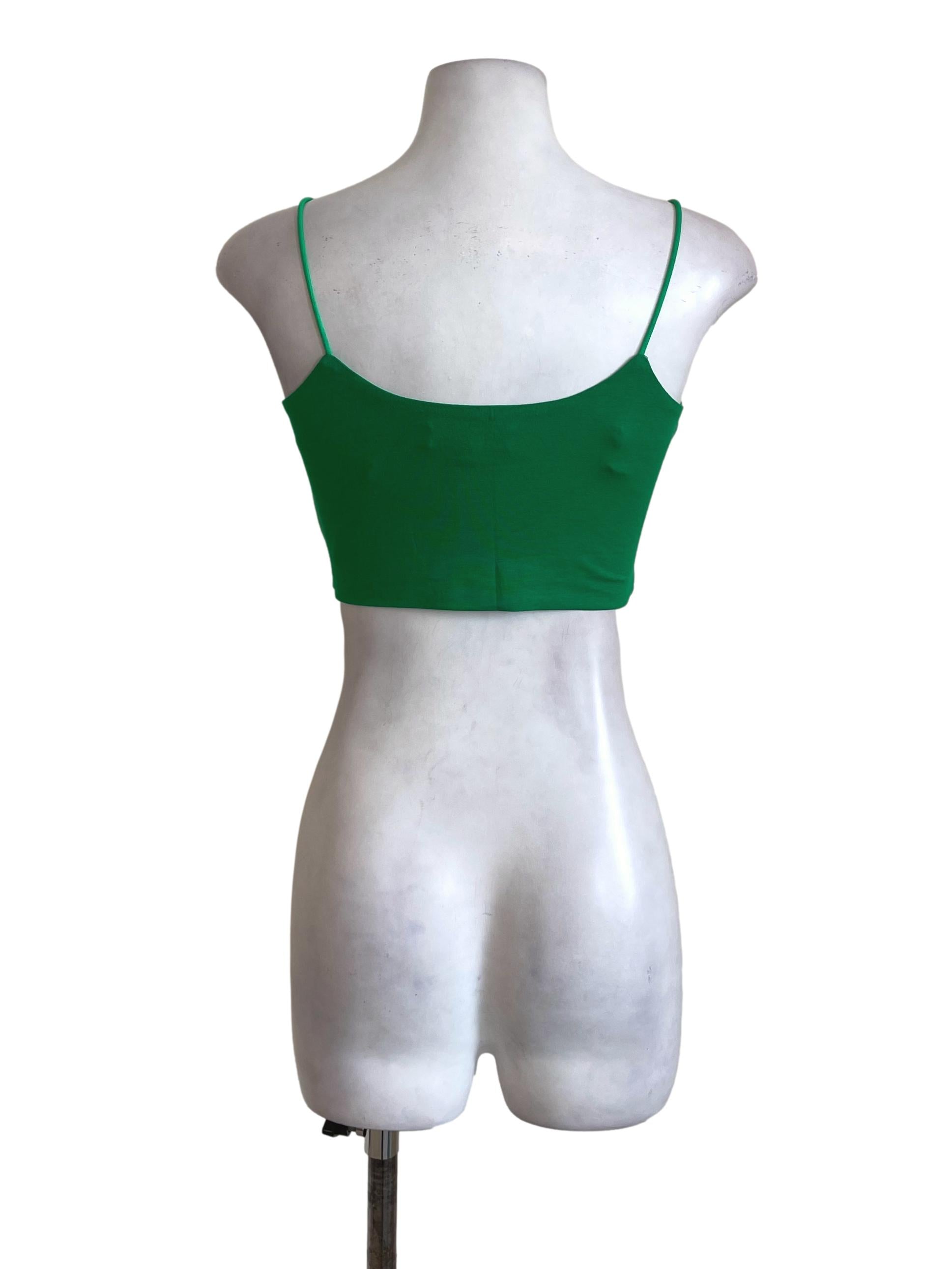 Bright Green Bra Top With Spaghetti Strap