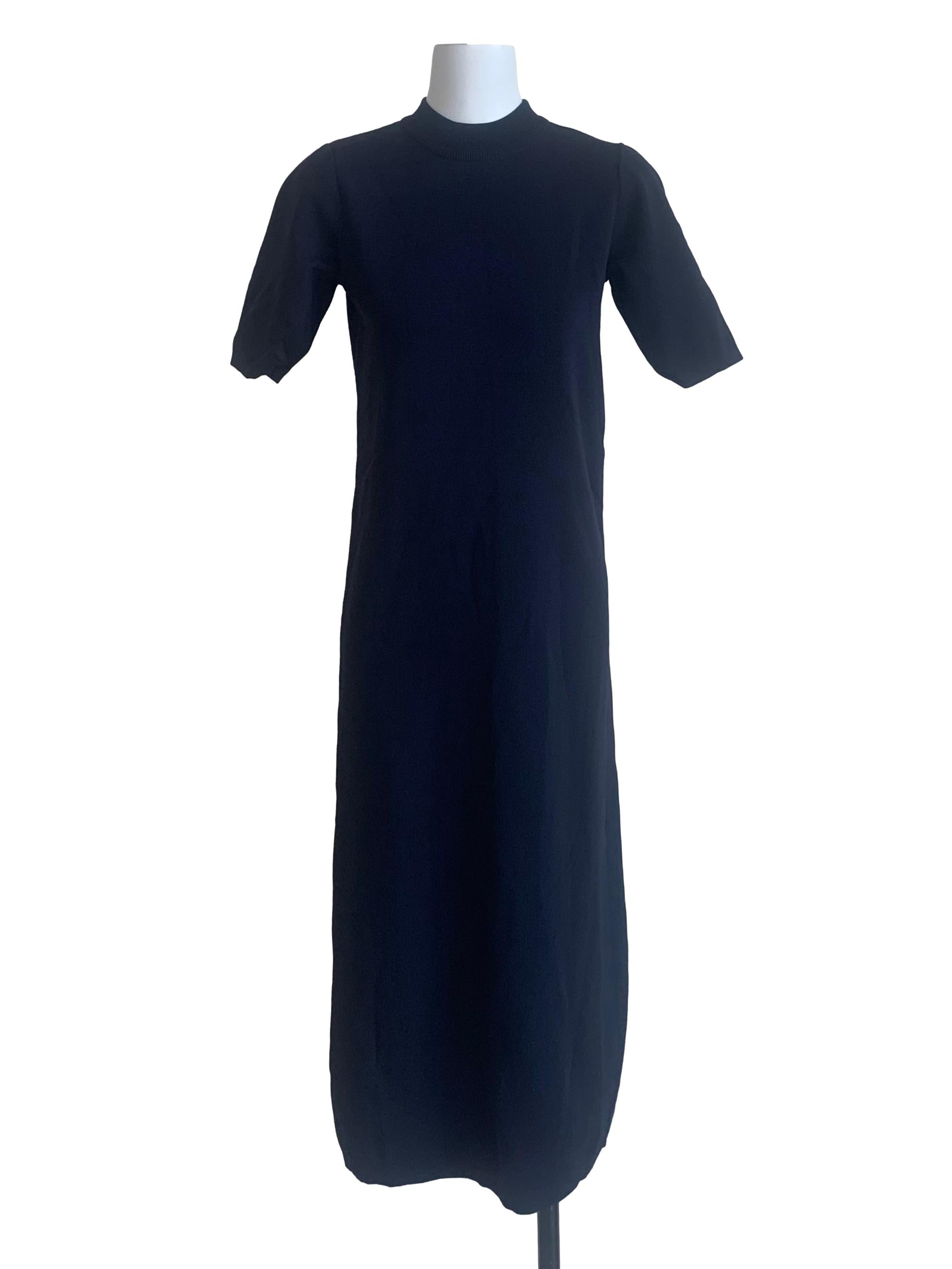 Navy High Neck Knit Dress OSN