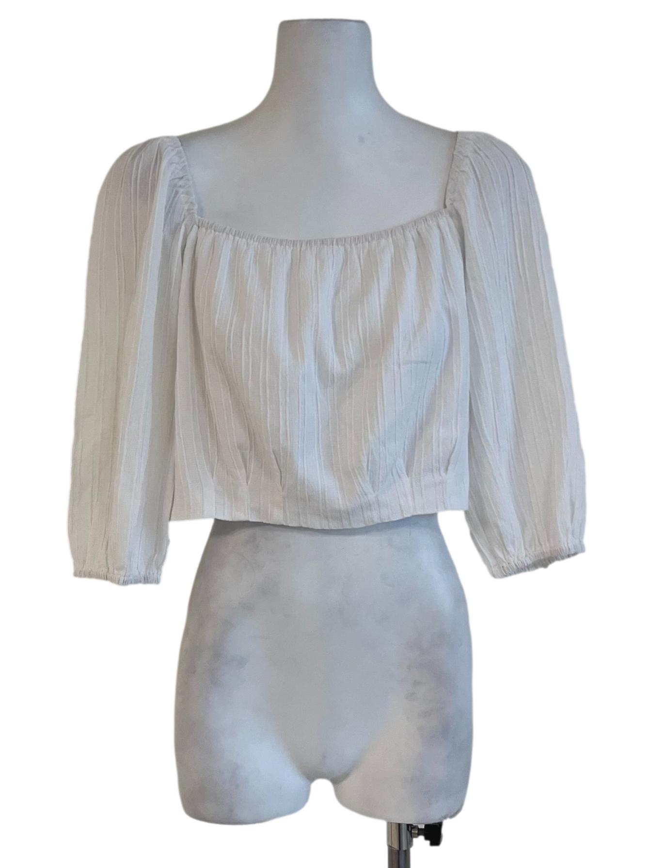 White Square Neckline Blouse