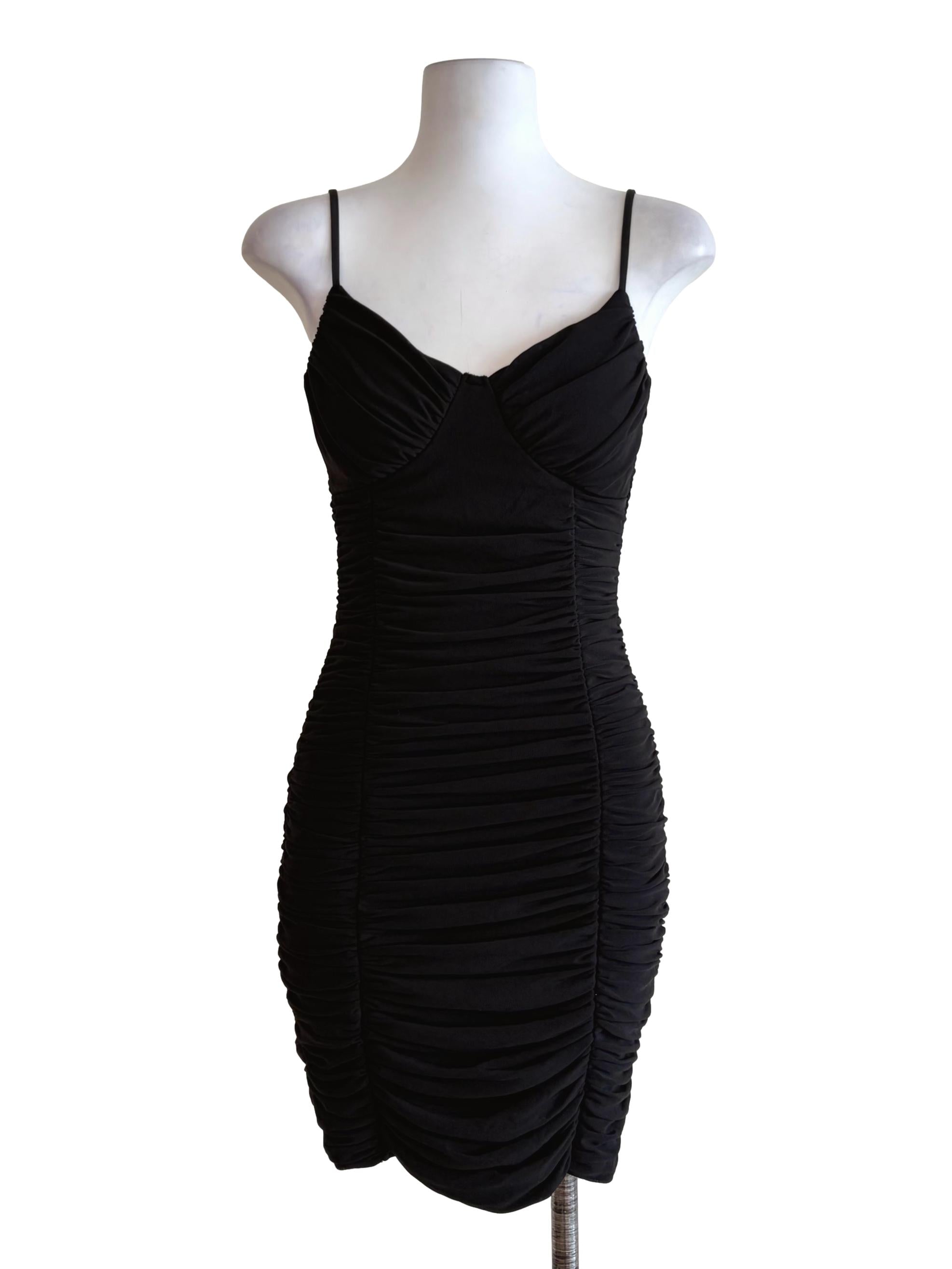 Raven Black Ruched Body-Con Dress