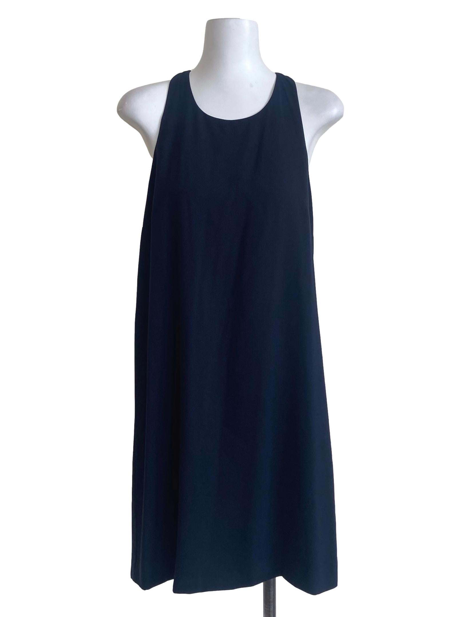 Navy Blue Jewel Neck Slip Dress