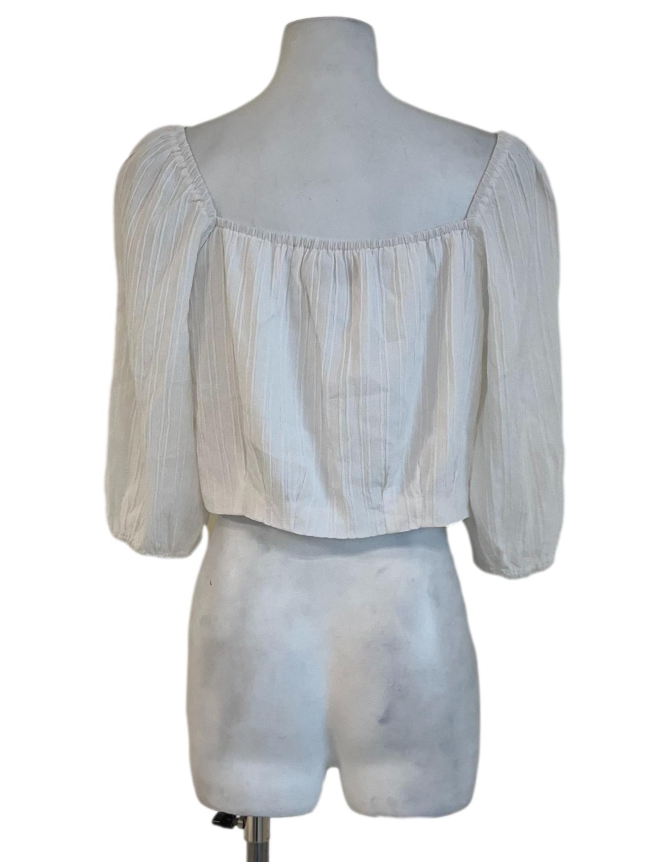 White Square Neckline Blouse