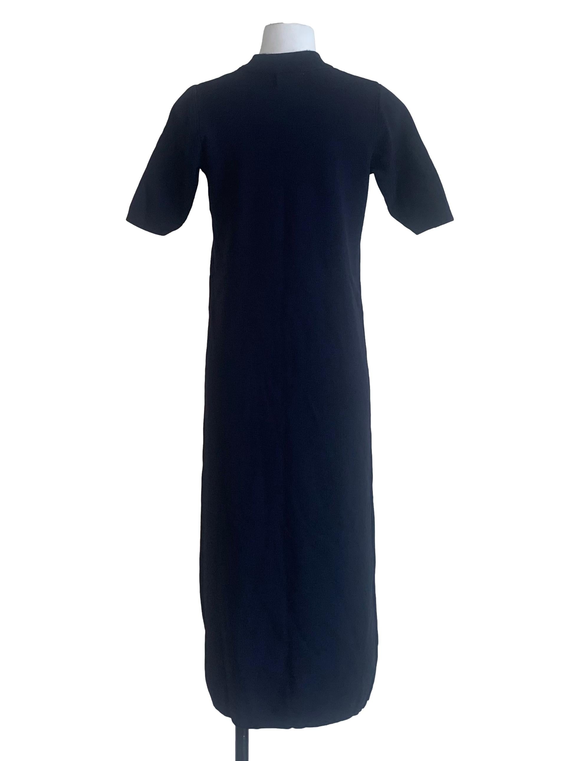 Navy High Neck Knit Dress OSN