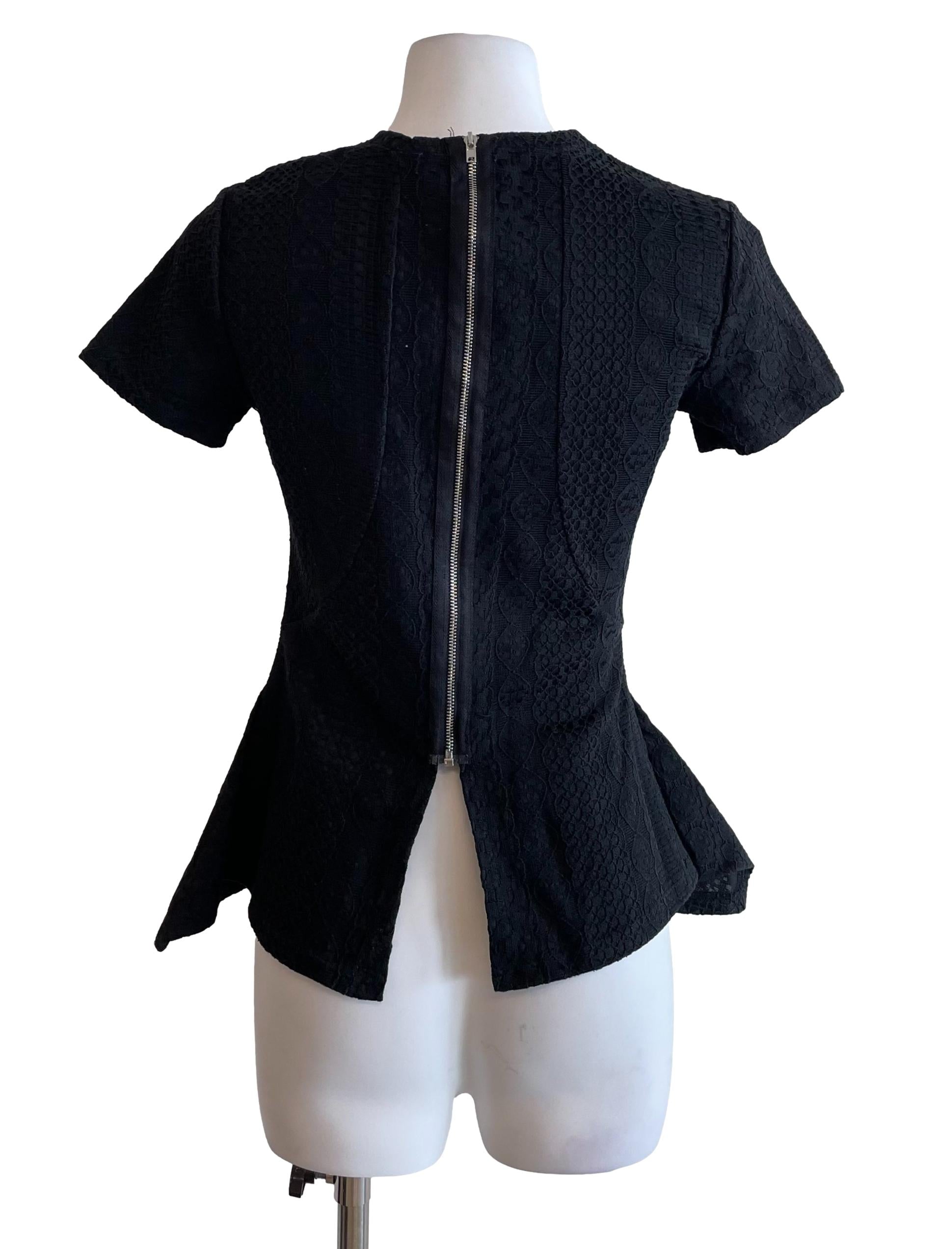 Black Lace Peplum Skinny Top
