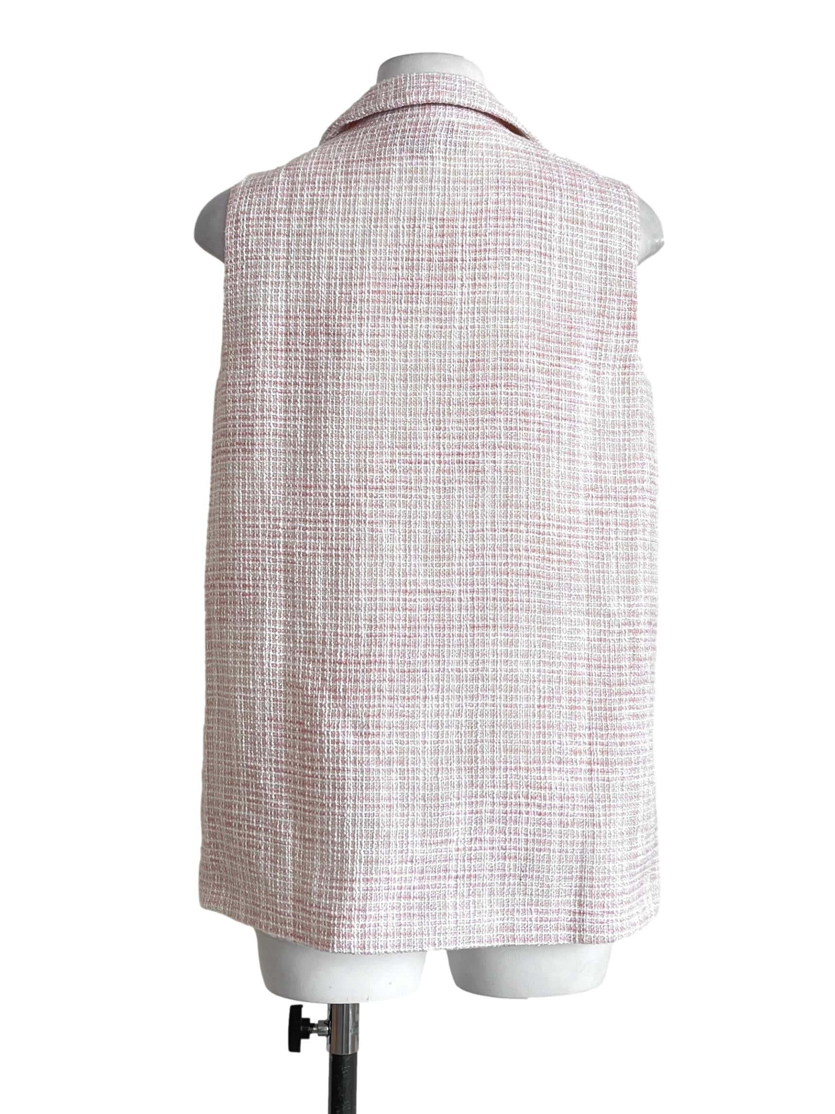 Lemonade Pink Tweed V-Neck Sleeveless Vest