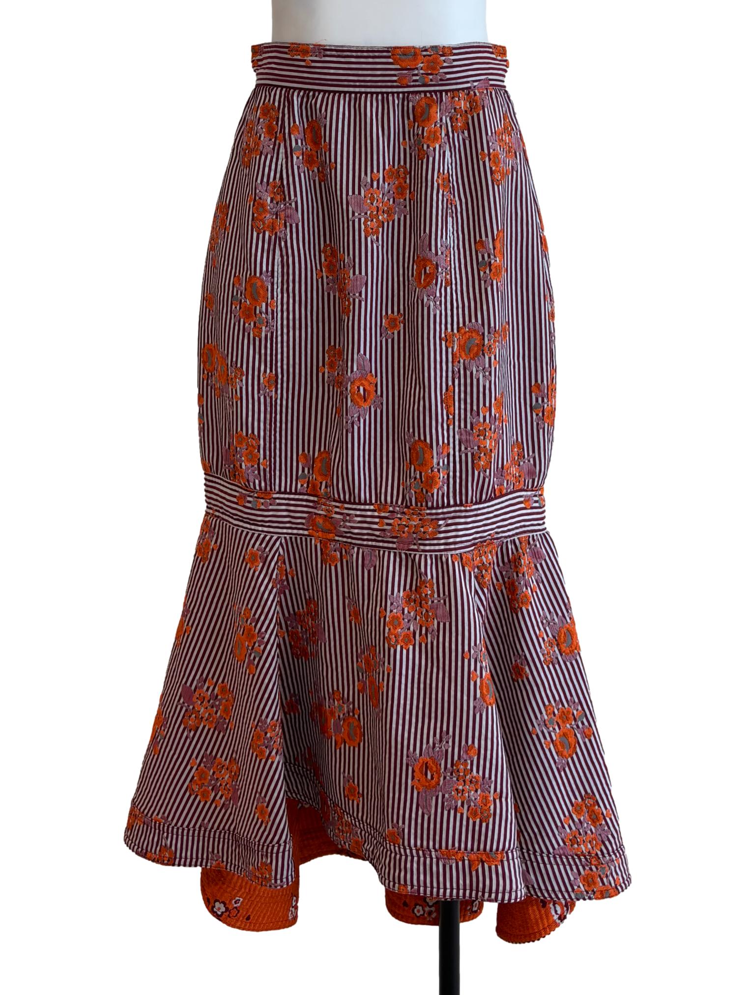 Maroon Tangelo Floral Mermaid Skirt