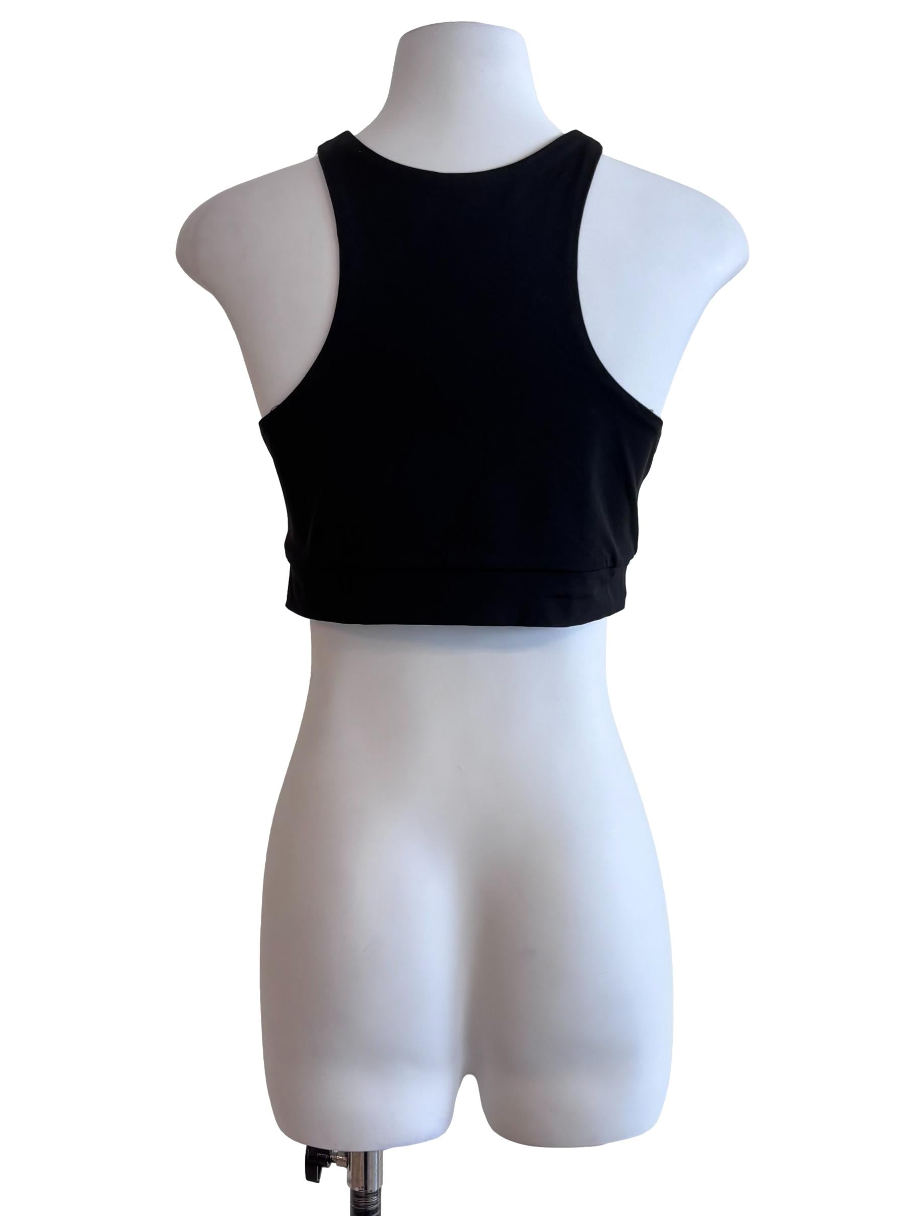 Jet Black Racerback Crop Tank Top