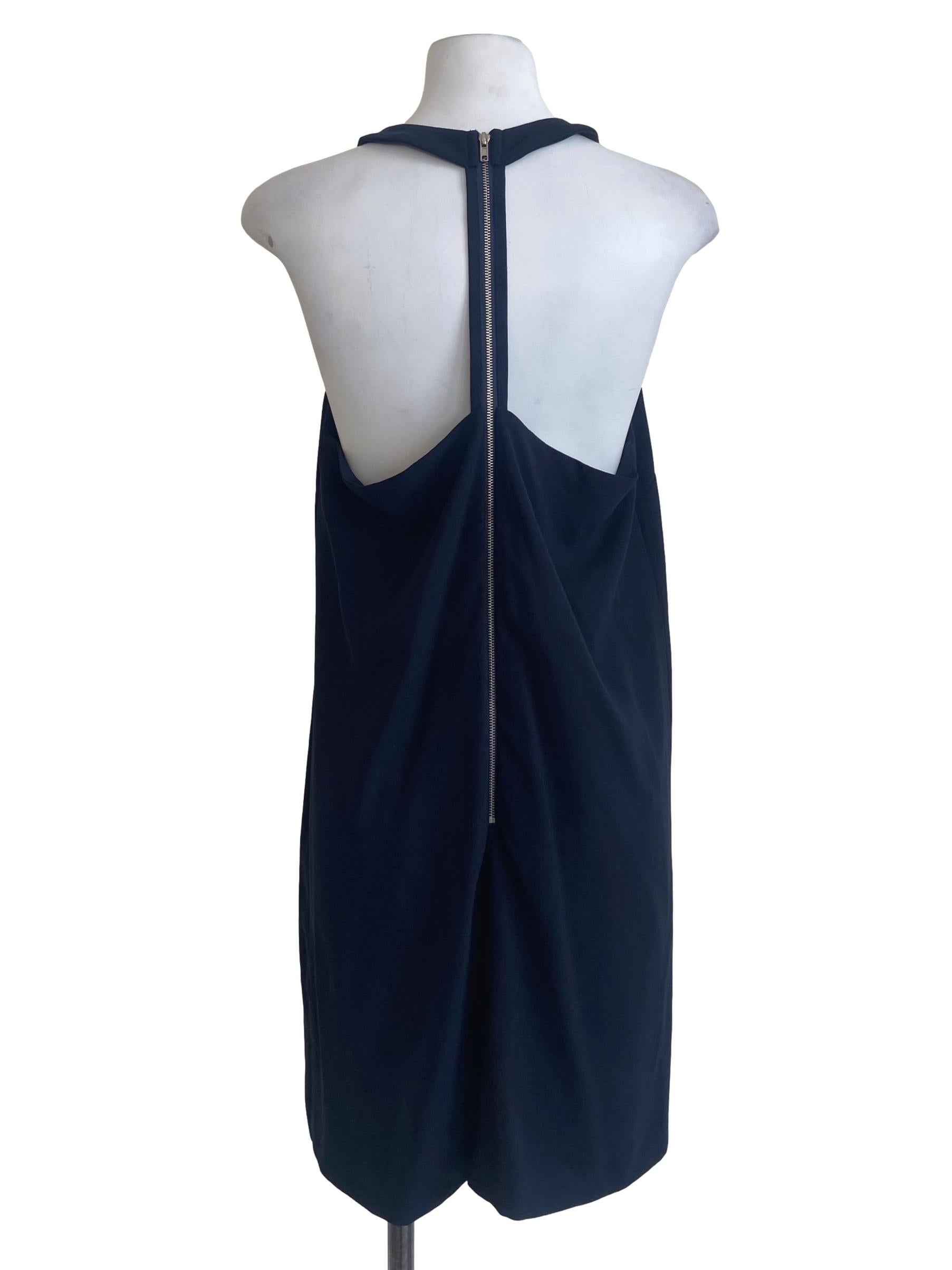 Navy Blue Jewel Neck Slip Dress