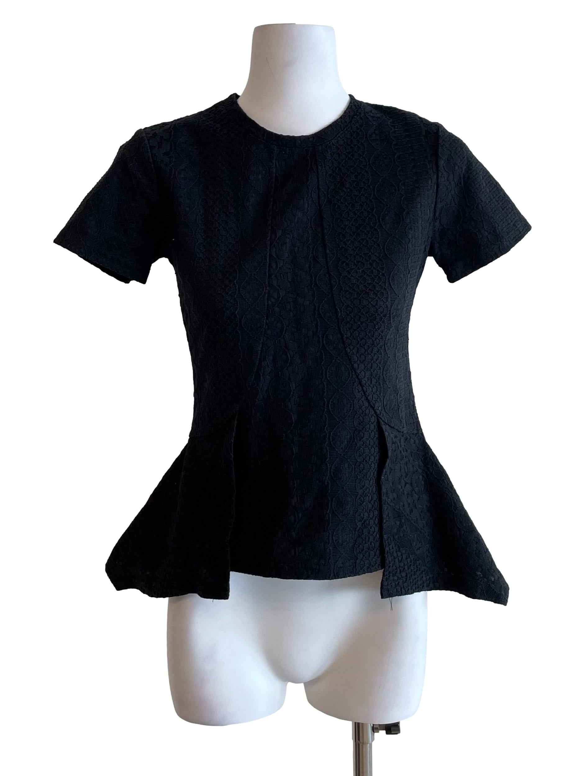 Black Lace Peplum Skinny Top