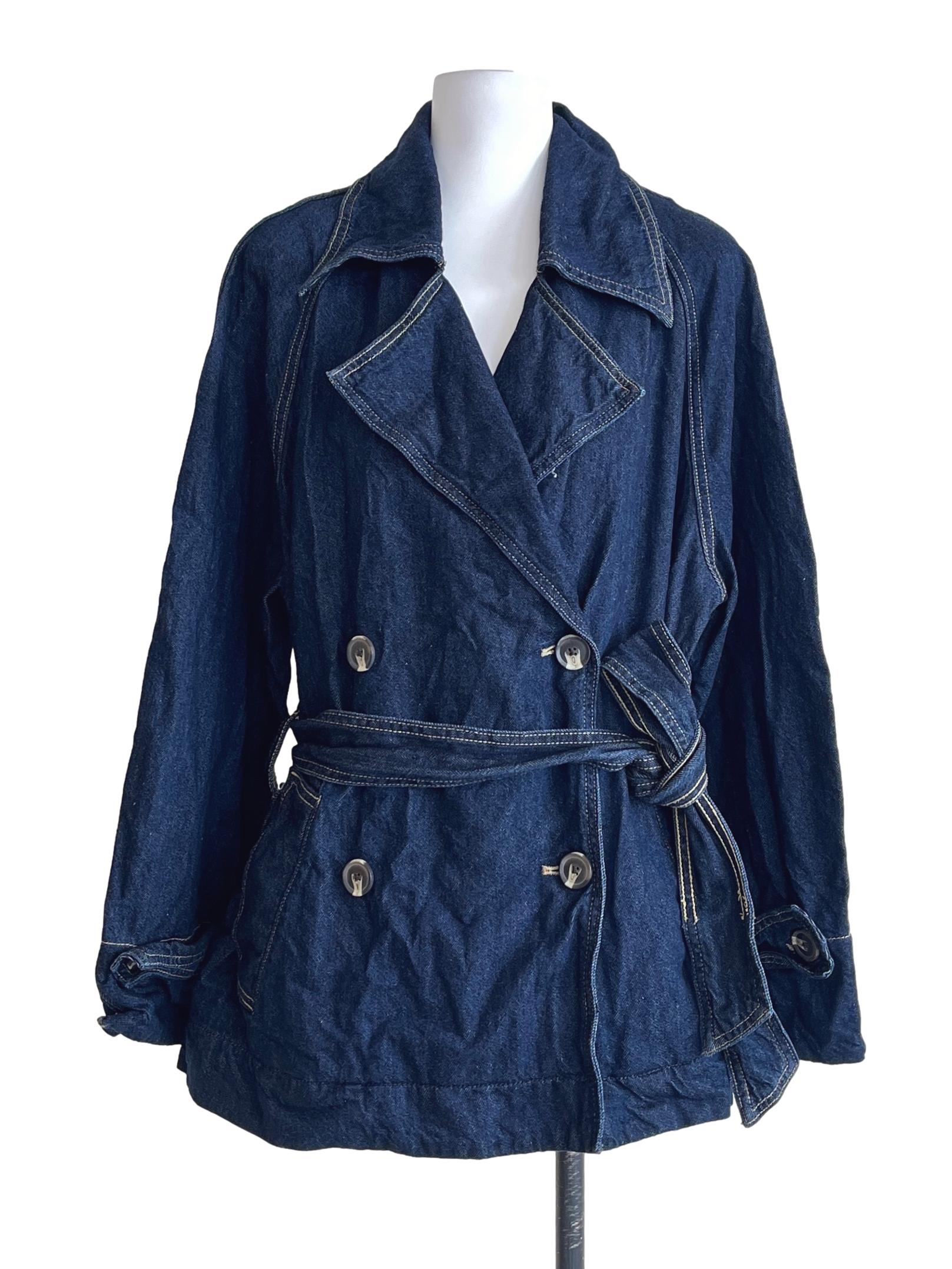 Navy Blue Long Sleeve Wrap Jacket